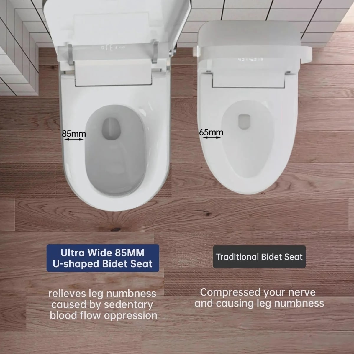Smart toilet installation in a traditional lavatory, combining innovative features like touchless operation with the timeless appeal of a classic bathroom