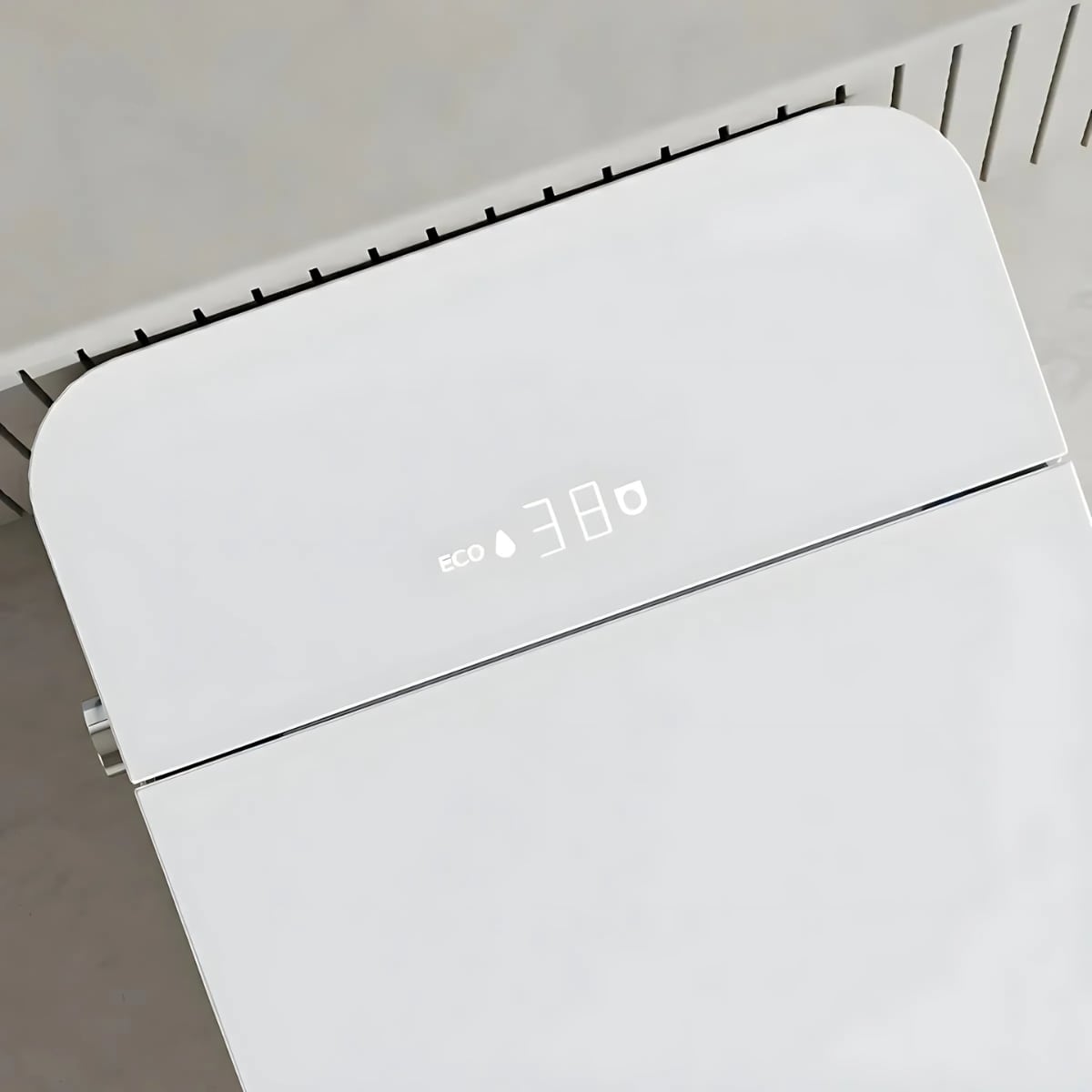 Smart toilet installation in a traditional lavatory, combining innovative features like touchless operation with the timeless appeal of a classic bathroom