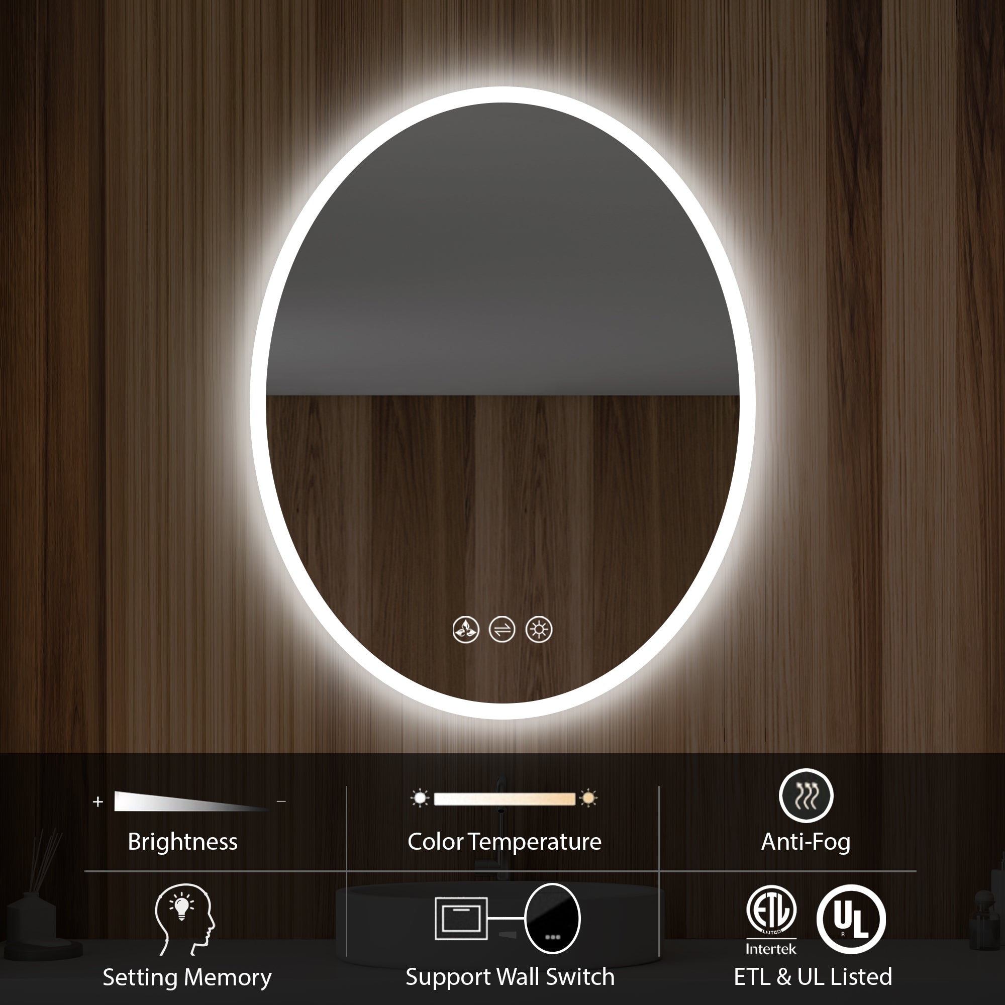 Oval 20" Oval Bathroom LED Mirror