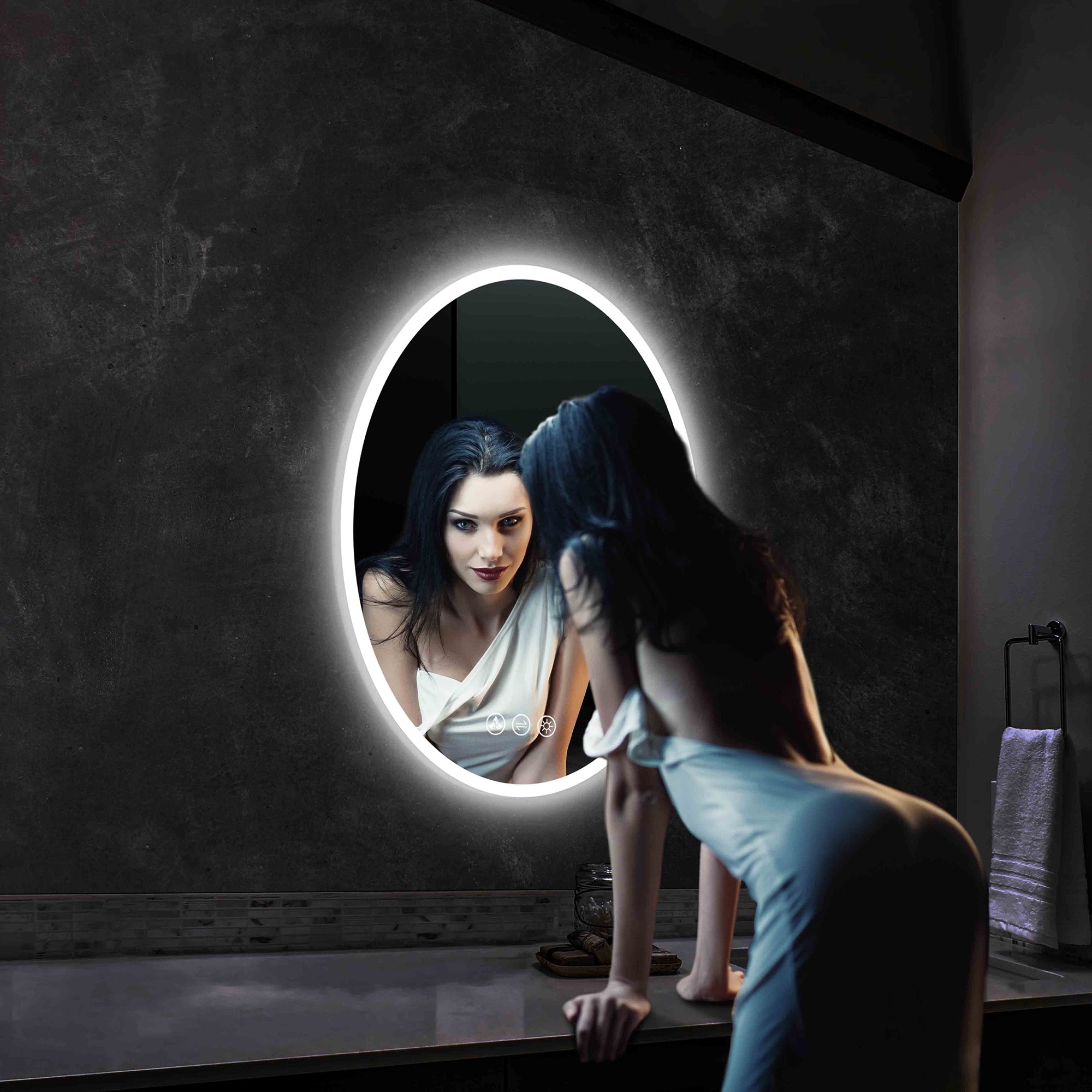 Oval 20" Oval Bathroom LED Mirror