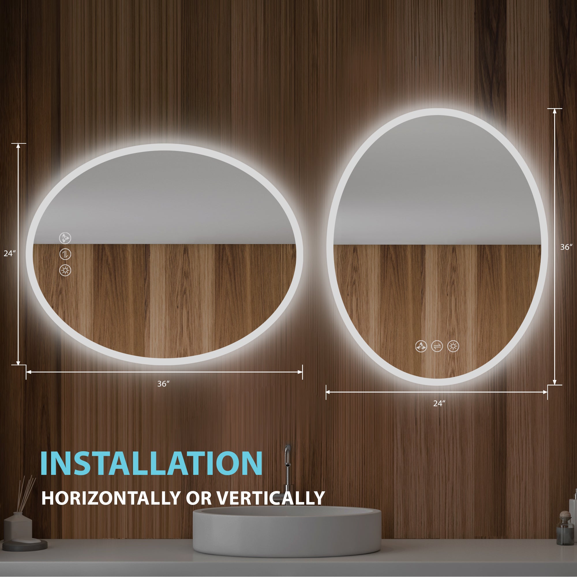 Oval 24" Oval LED Mirror