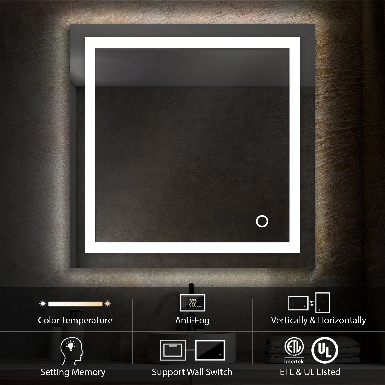 Lyra 30" by 30" LED Mirror