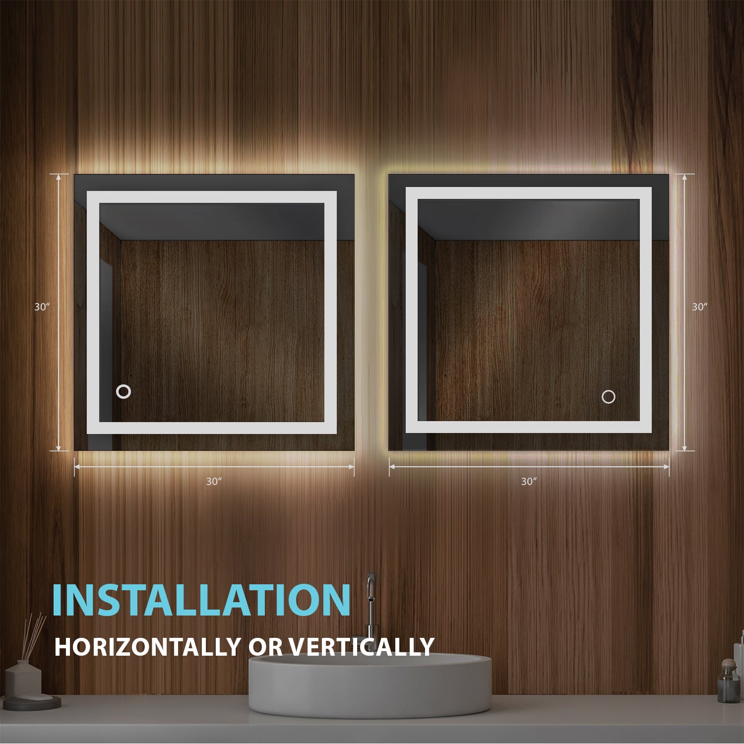 Lyra 30" by 30" LED Mirror