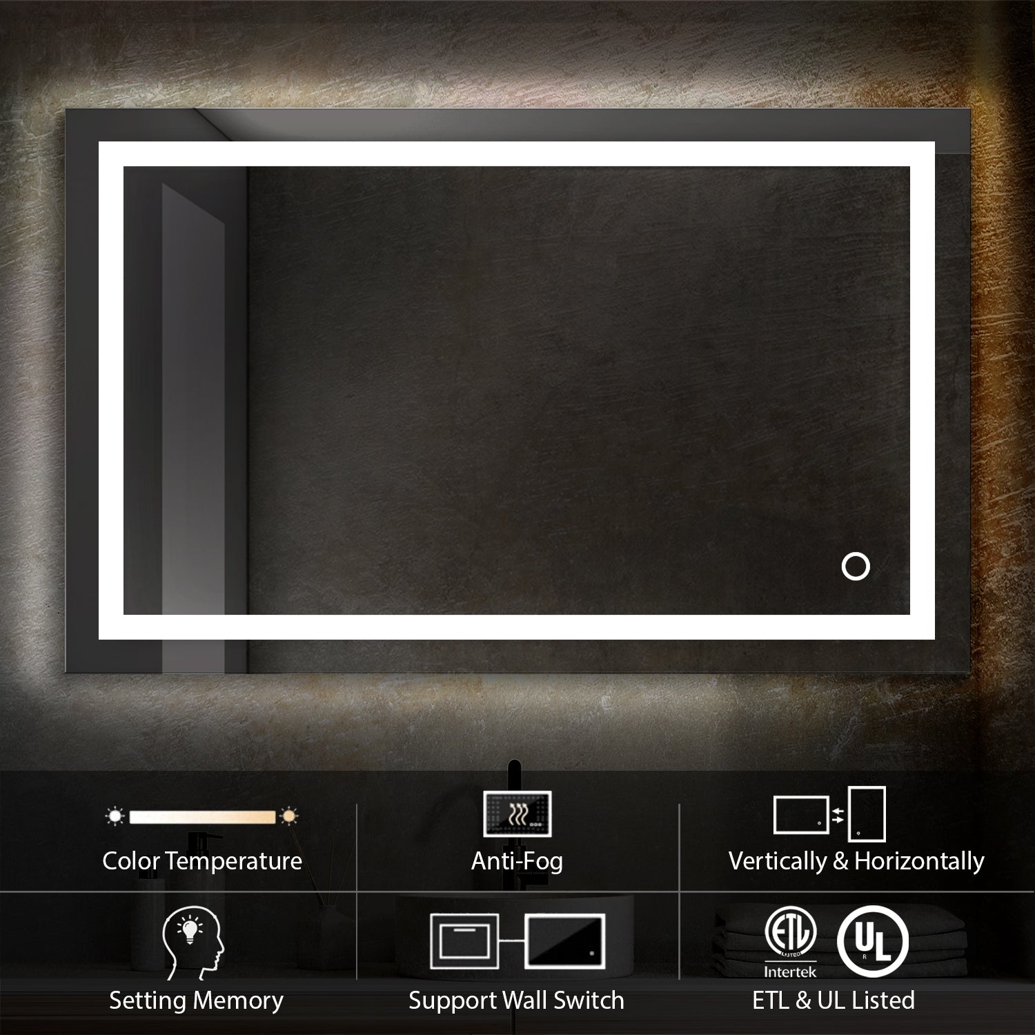 Lyra 48" by 30" LED Mirror