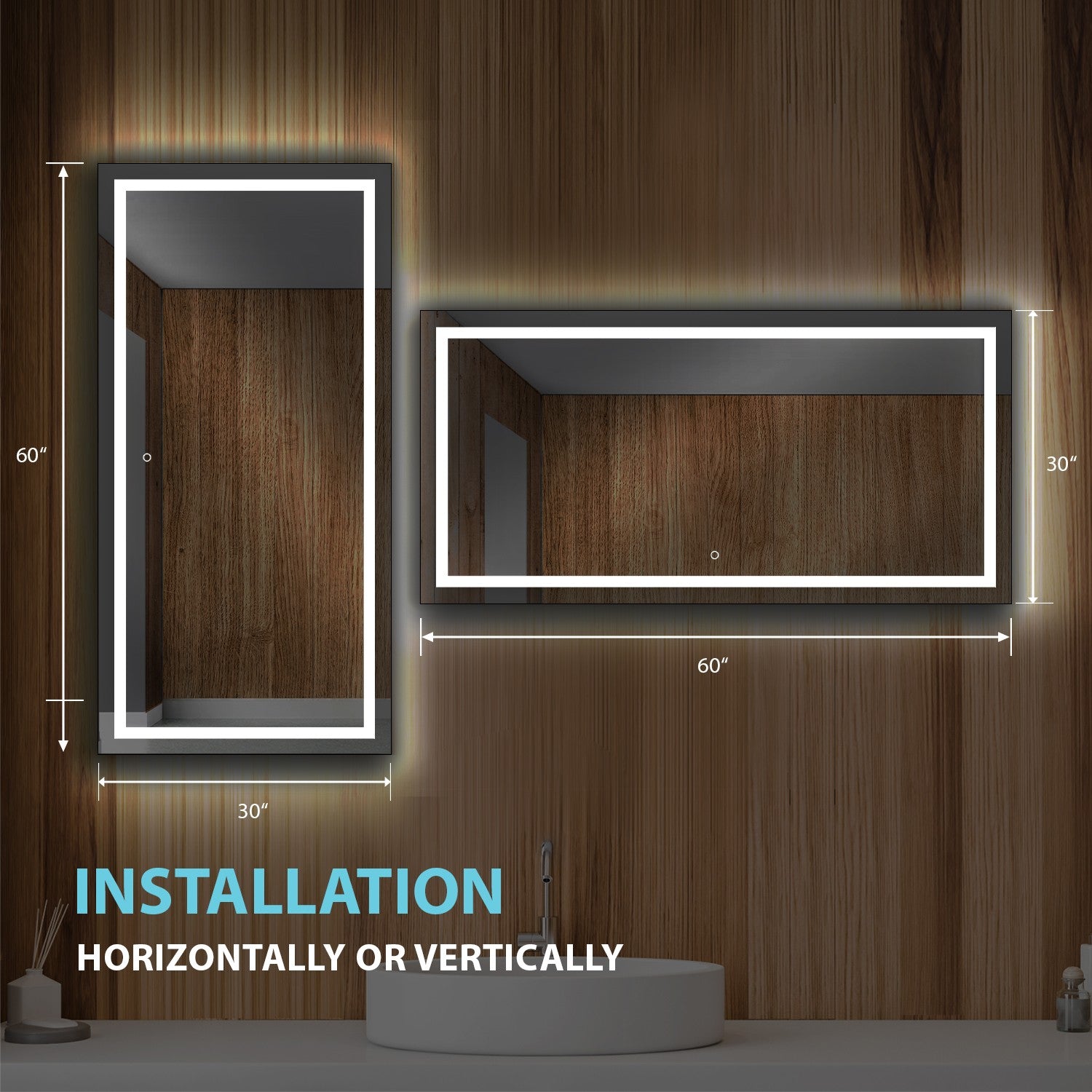 Lyra 60" by 30" LED Mirror