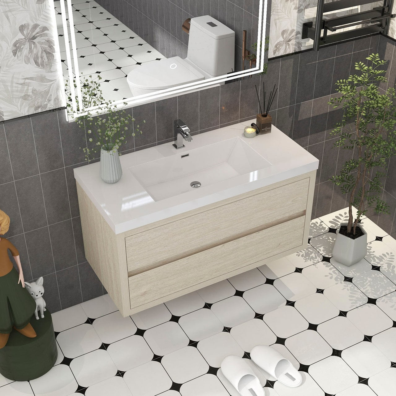 Louis 42" Modern Wall-Mounted Vanity