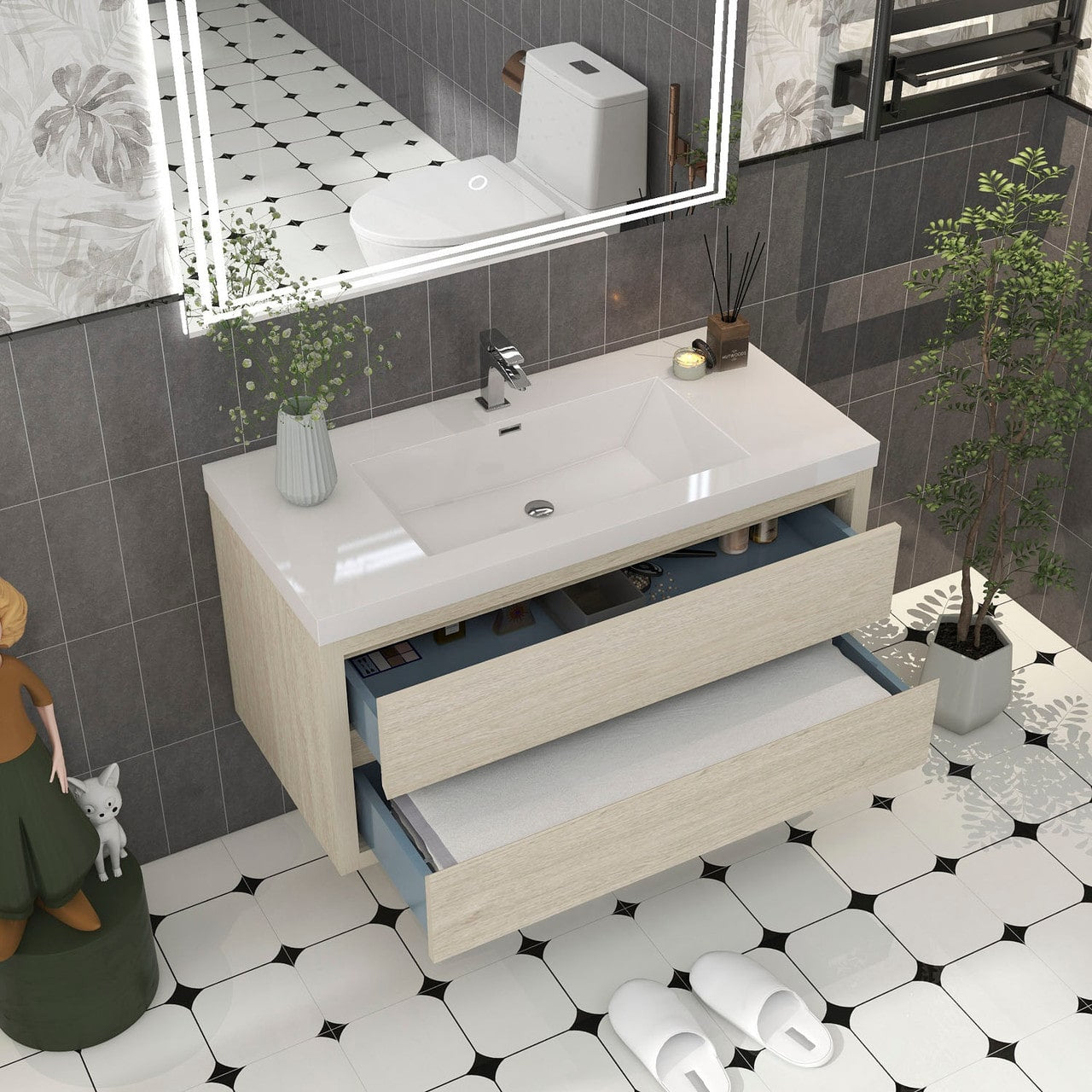 Louis 42" Modern Wall-Mounted Vanity