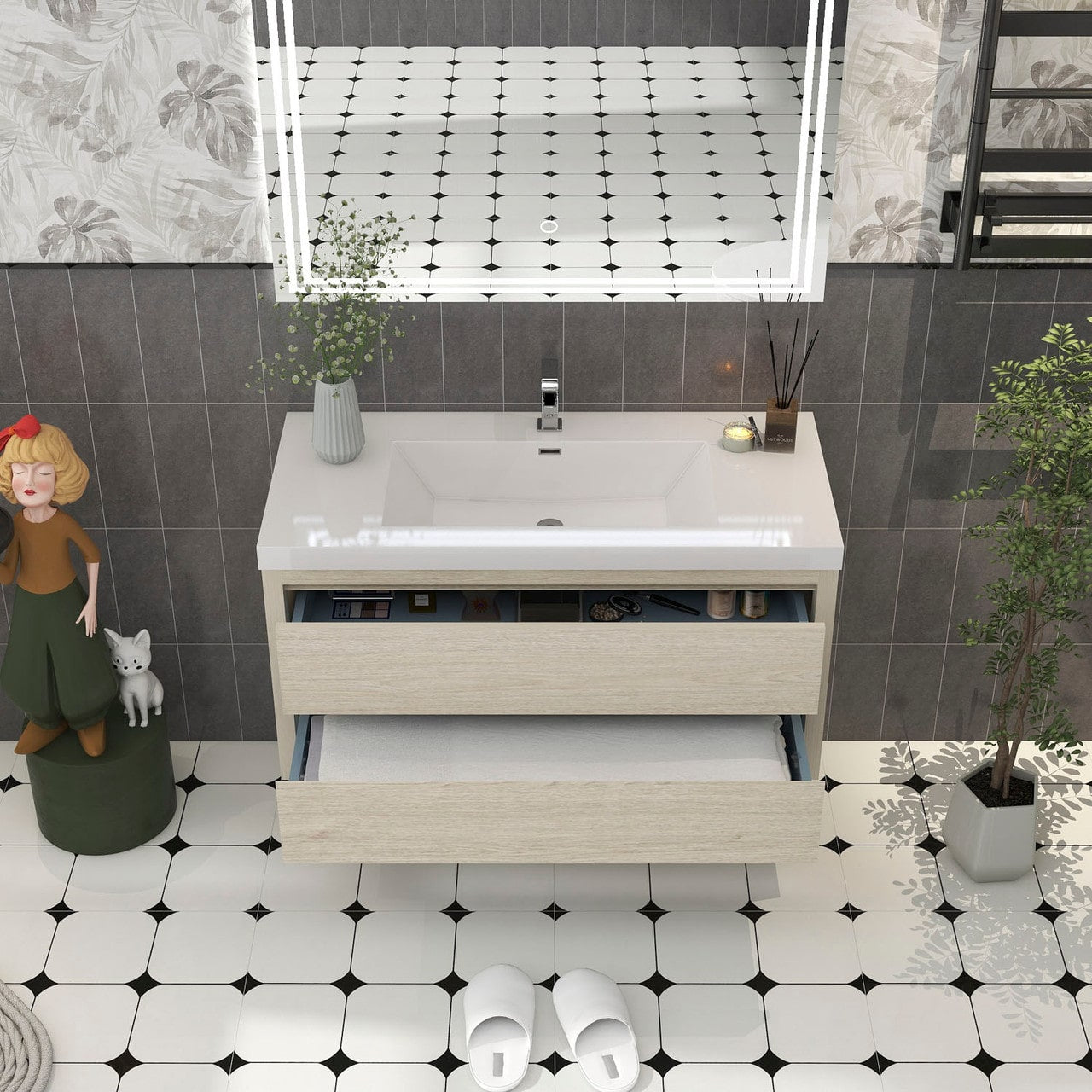 Louis 42" Modern Wall-Mounted Vanity