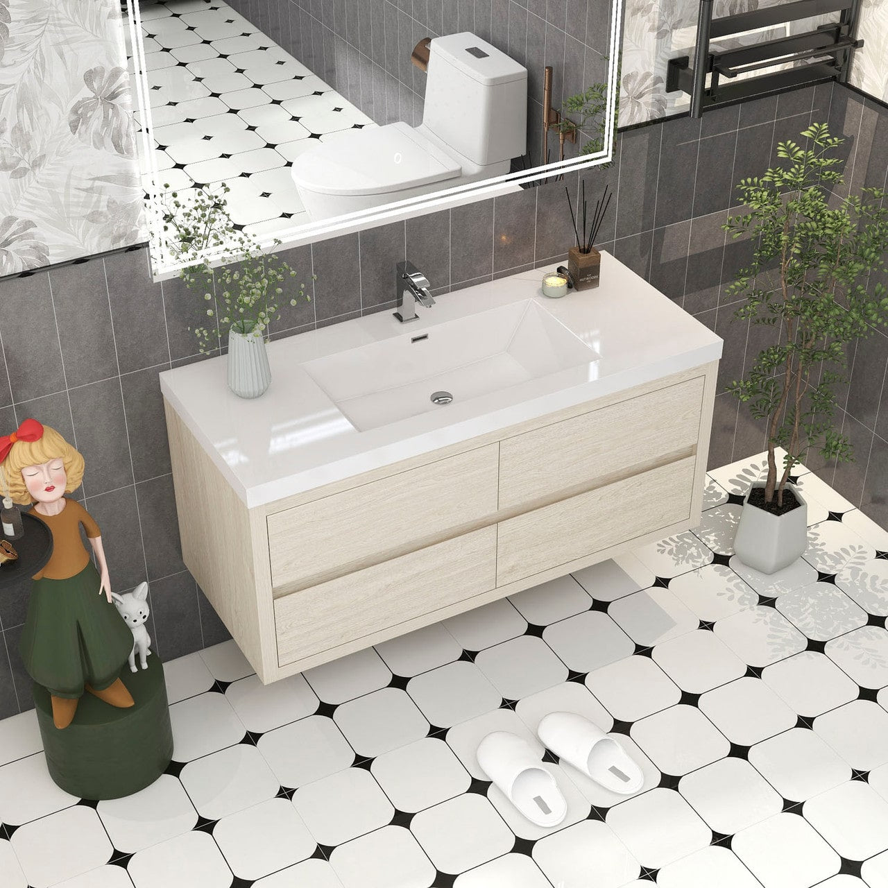 Louis 48" Modern Wall-Mounted Vanity