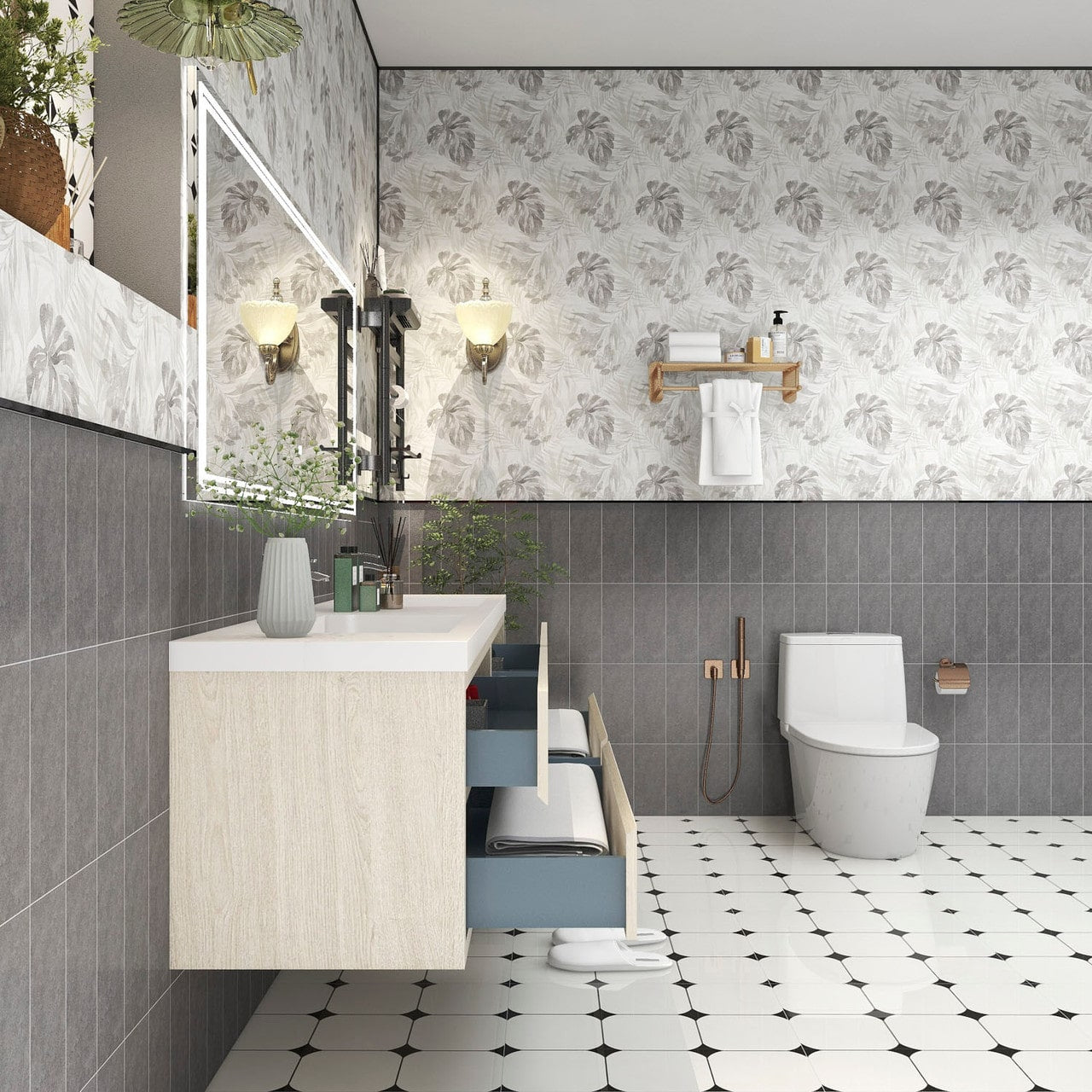Louis 84" Modern Wall-Mounted with Double Sink