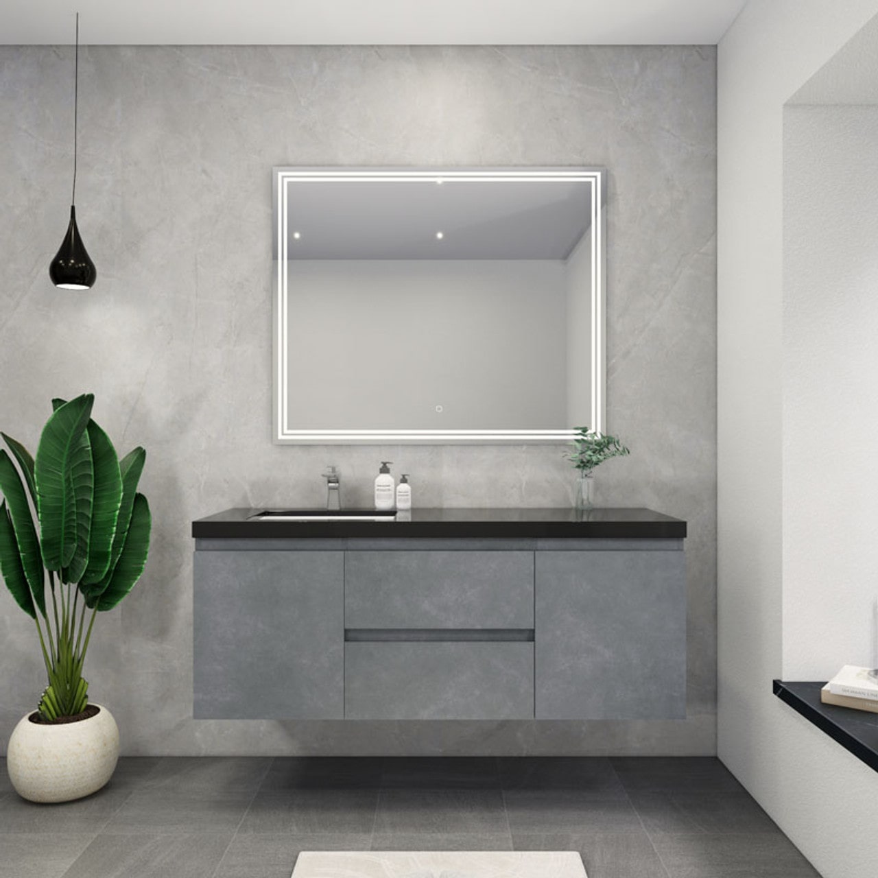 Blink 60'' Wall Mounted With Reinforced Acrylic Left Sink