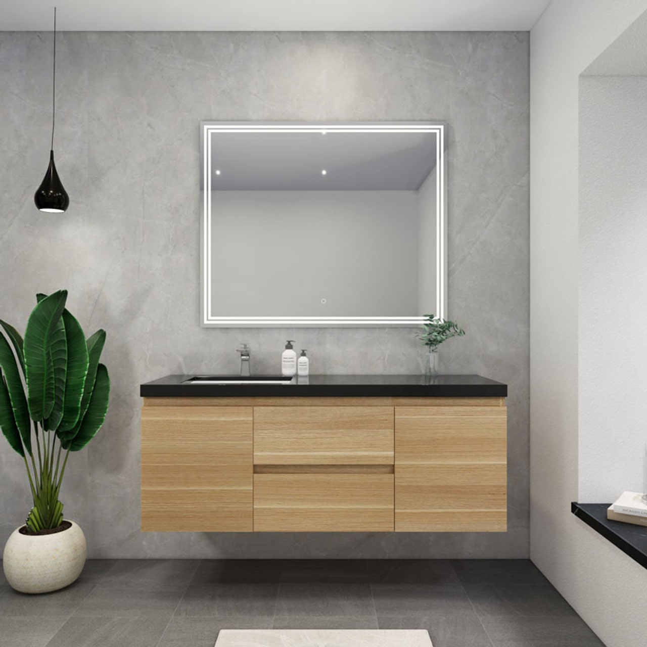 Blink 60'' Wall Mounted With Reinforced Acrylic Left Sink