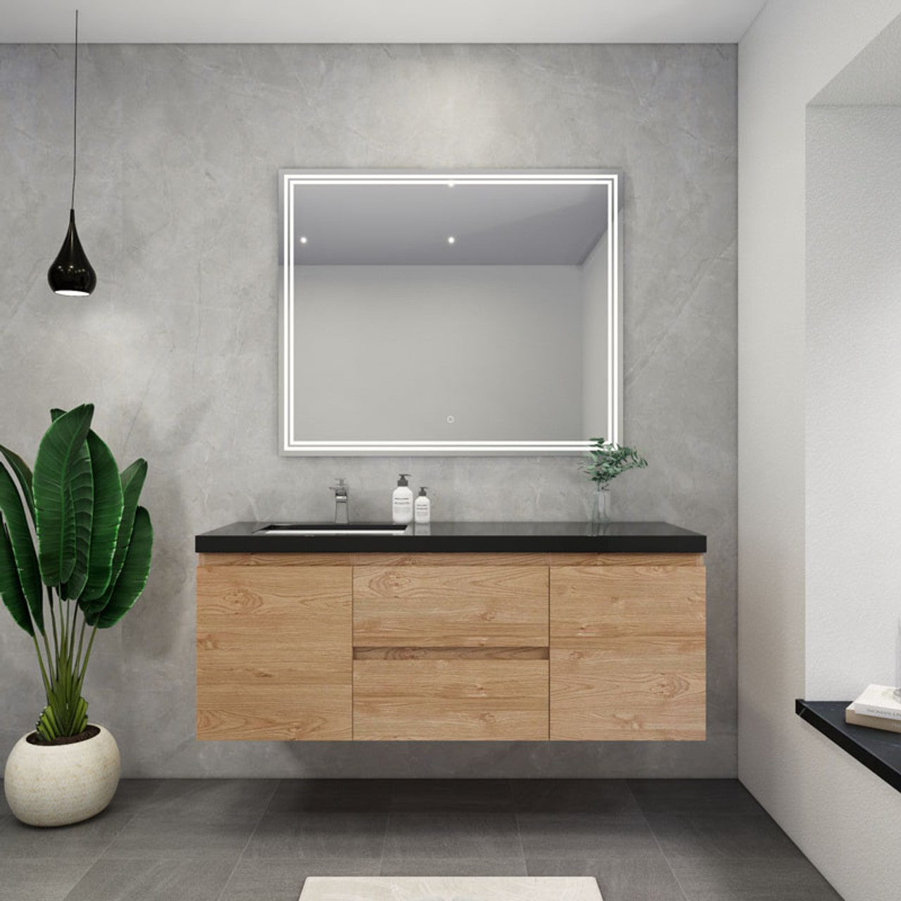 Blink 60'' Wall Mounted With Reinforced Acrylic Left Sink