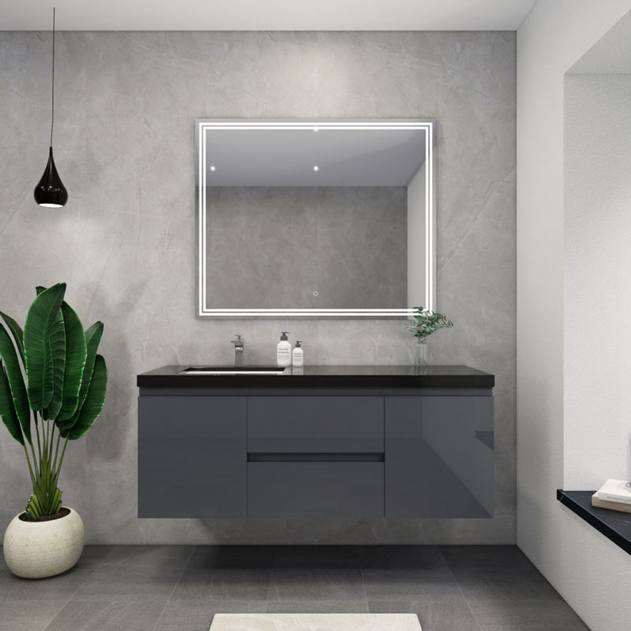 Blink 60'' Wall Mounted With Reinforced Acrylic Left Sink