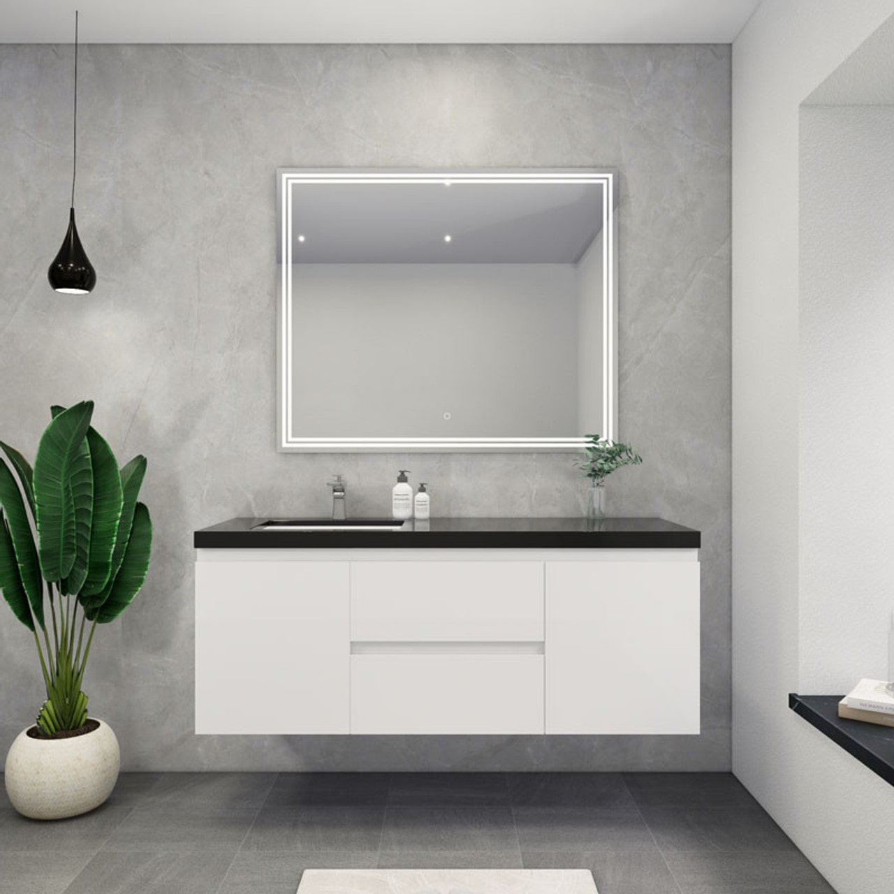 Blink 60'' Wall Mounted With Reinforced Acrylic Left Sink