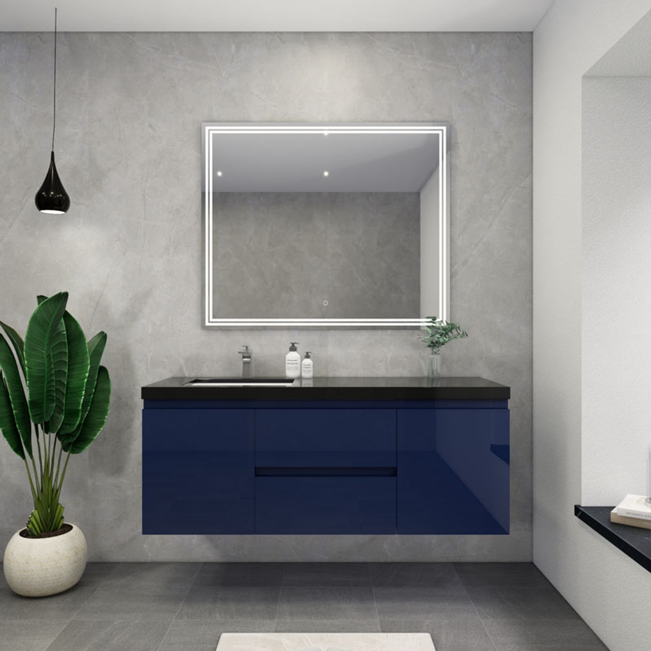 Blink 60'' Wall Mounted With Reinforced Acrylic Left Sink