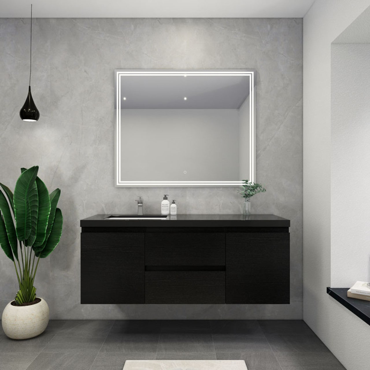 Blink 60'' Wall Mounted With Reinforced Acrylic Left Sink