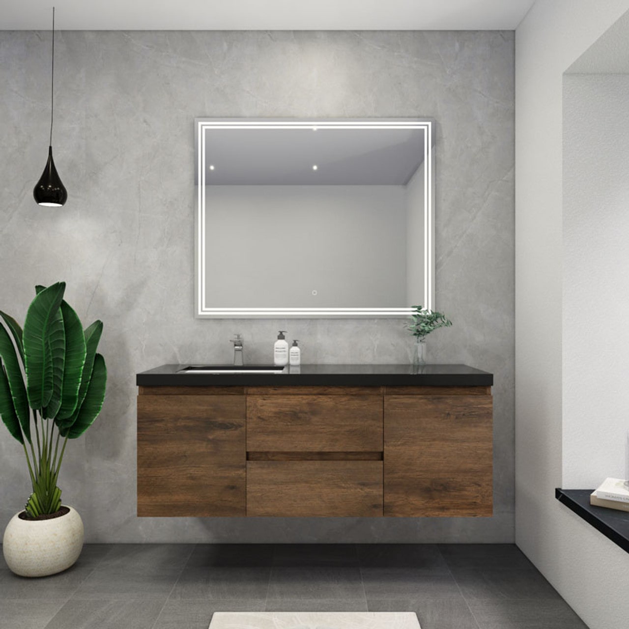 Blink 60'' Wall Mounted With Reinforced Acrylic Left Sink