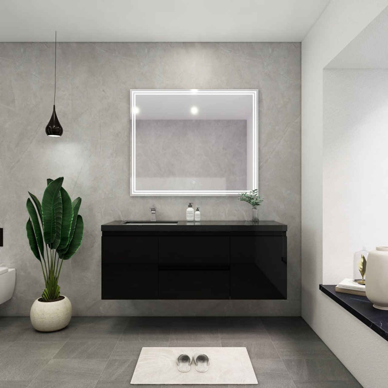 Blink 60'' Wall Mounted With Reinforced Acrylic Left Sink