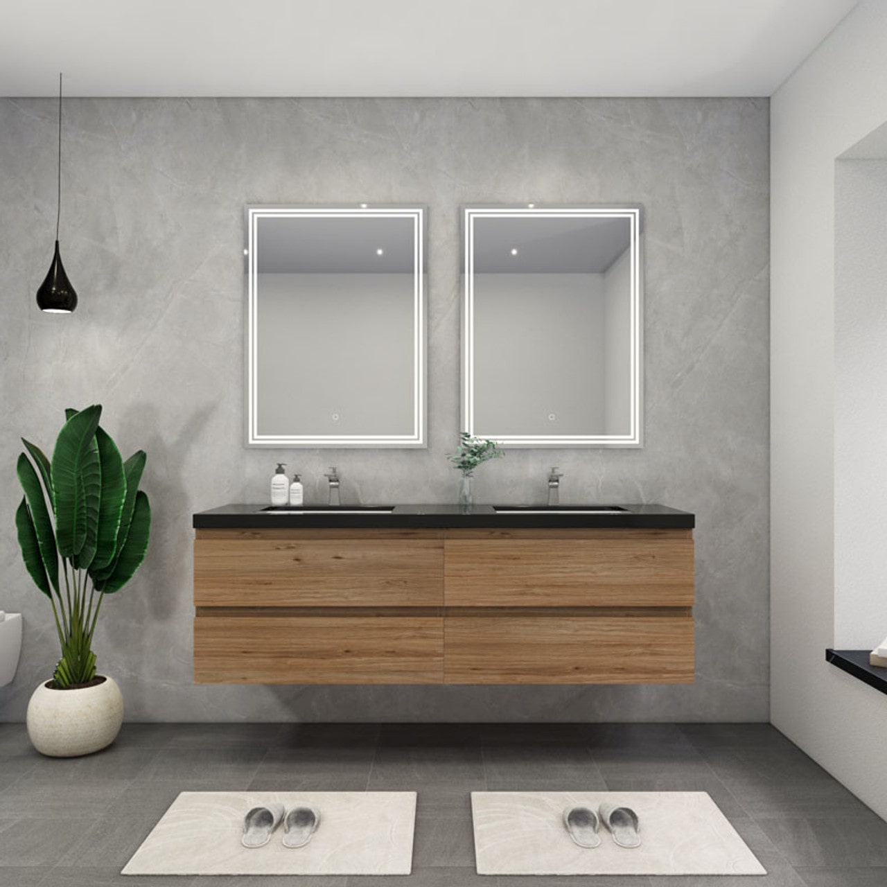 Blink 72'' Wall Mounted With Reinforced Acrylic Double Sink