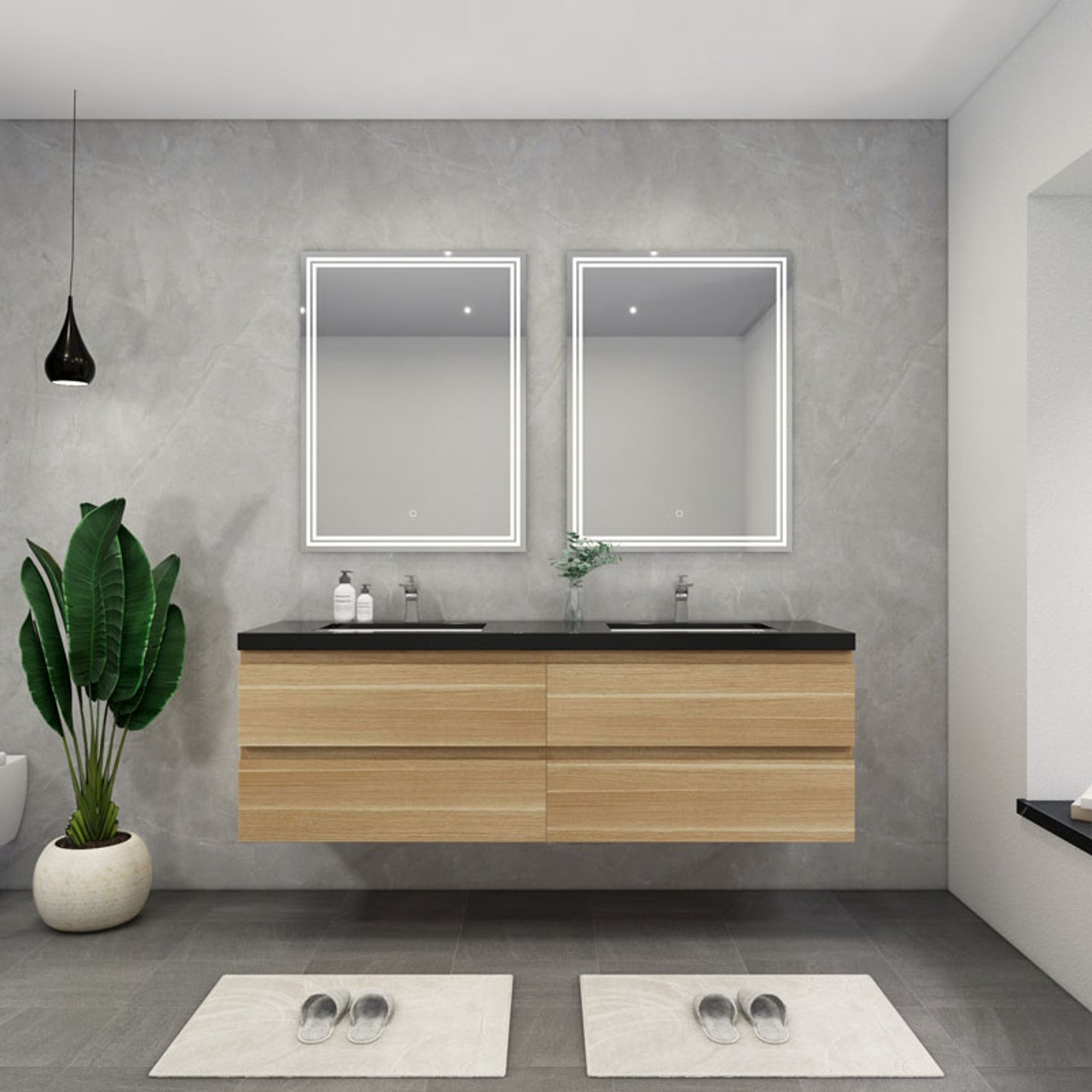 Blink 72'' Wall Mounted With Reinforced Acrylic Double Sink