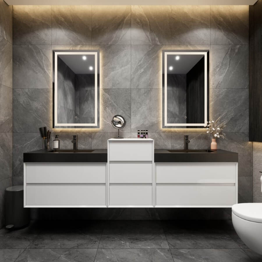 MAX 116" Wall Mounted Vanity with Double Sink