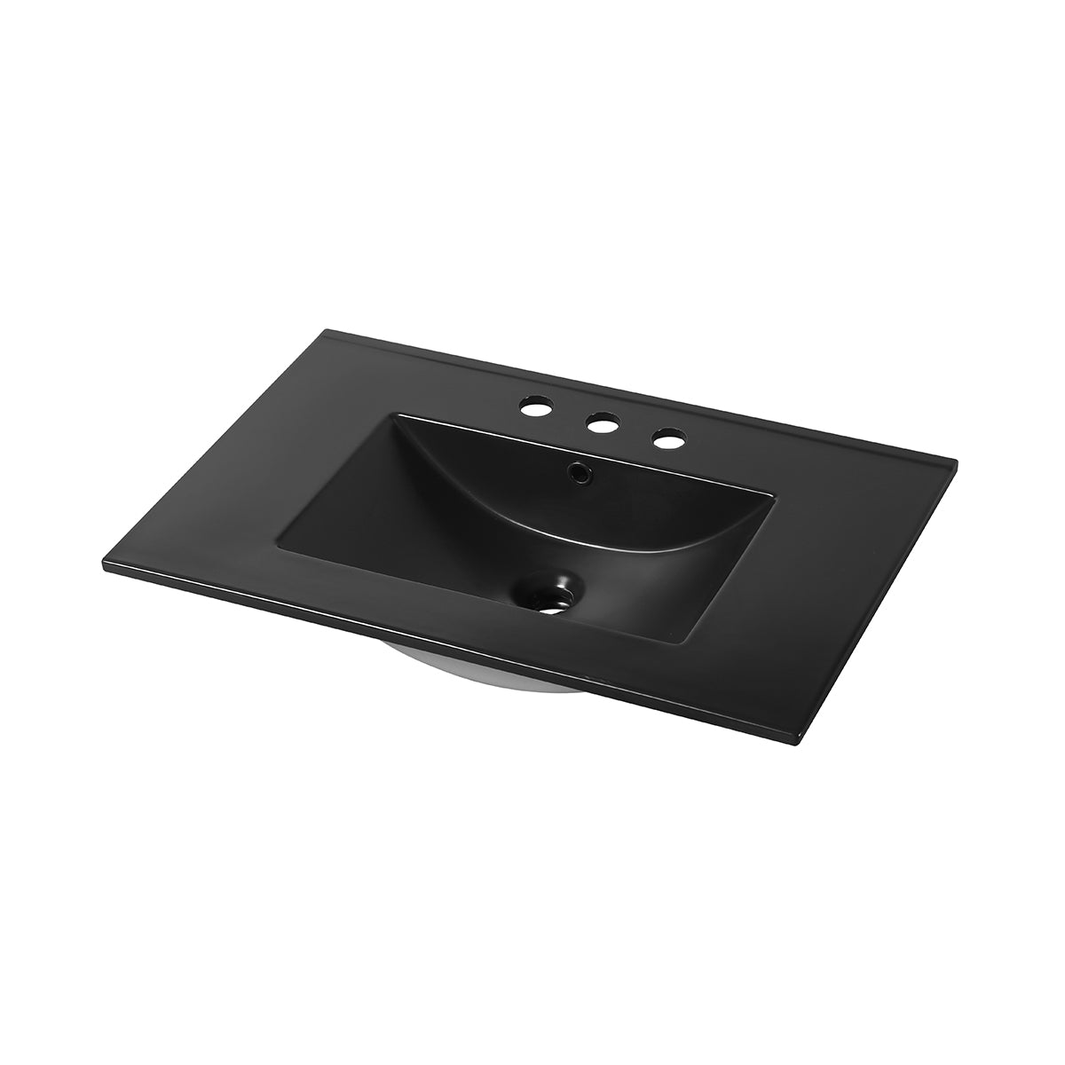 Matte Black Ceramic Basin 30”x18” Top– Three holes – 8” Spread Vanity Plus