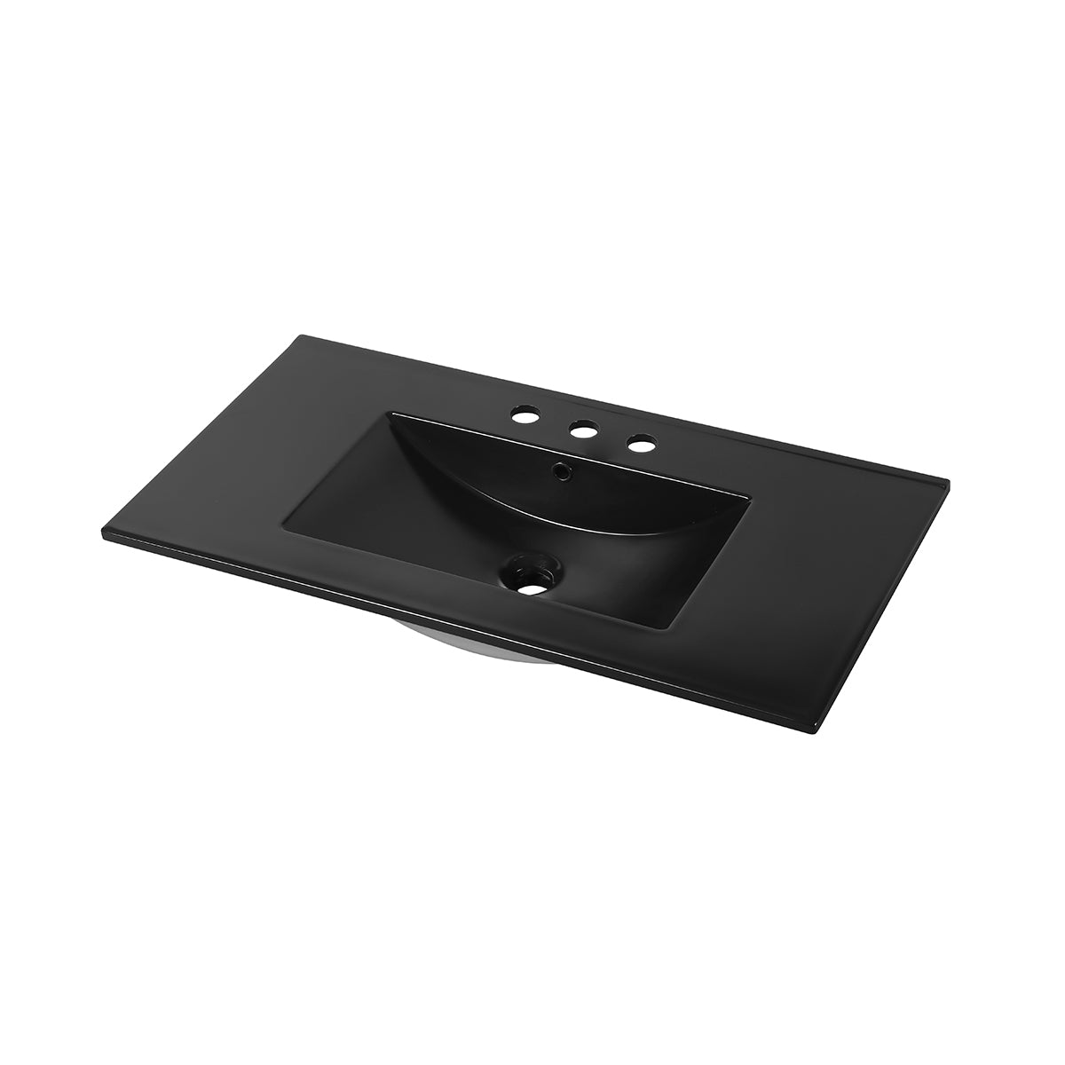 Matte Black Ceramic Basin 36”x18” Top – Three holes – 8” Spread Vanity Plus