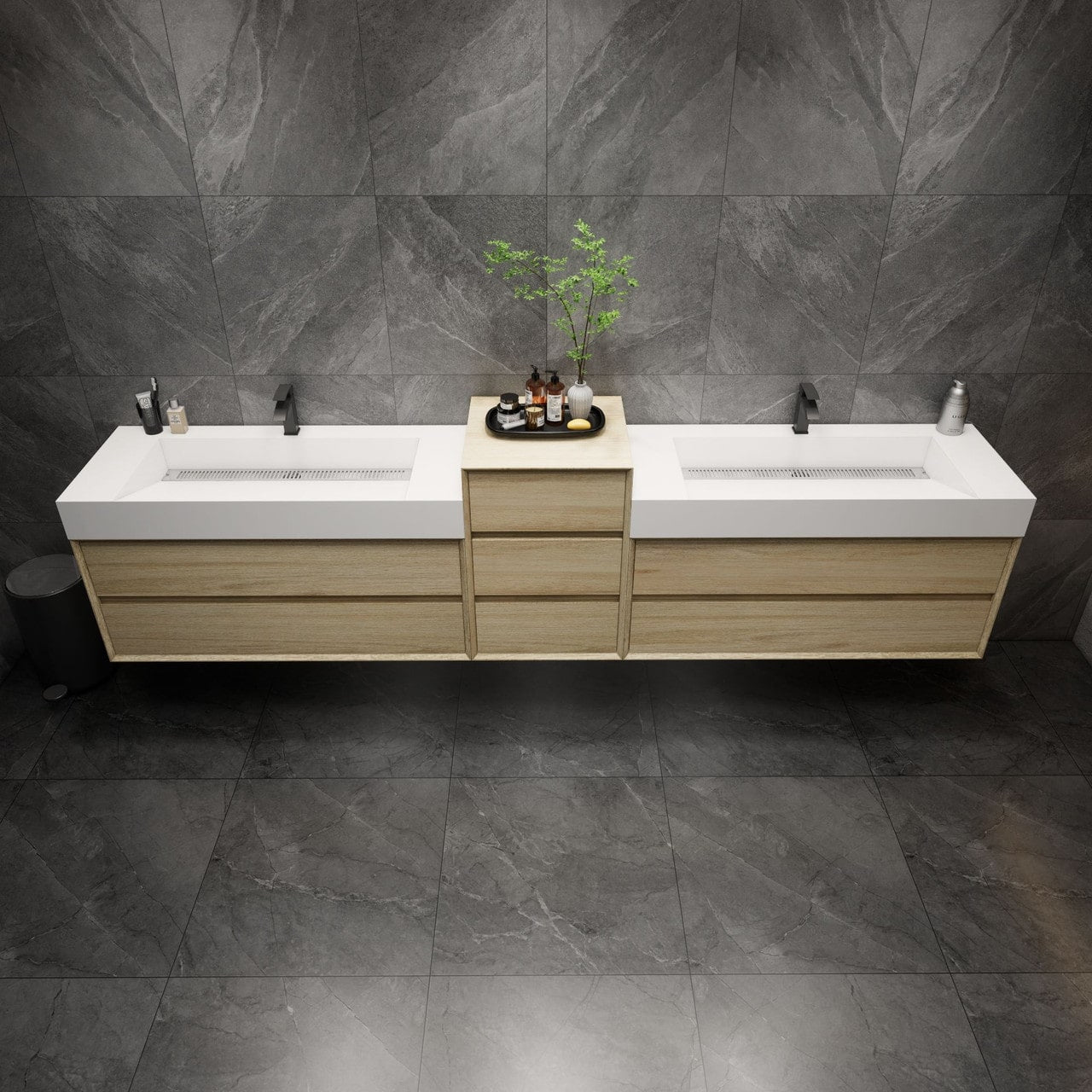 MAX 116" Wall Mounted Vanity with Double Sink