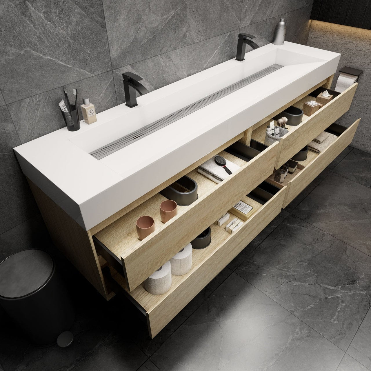 MAX 84" Wall Mounted Vanity with Double Sink