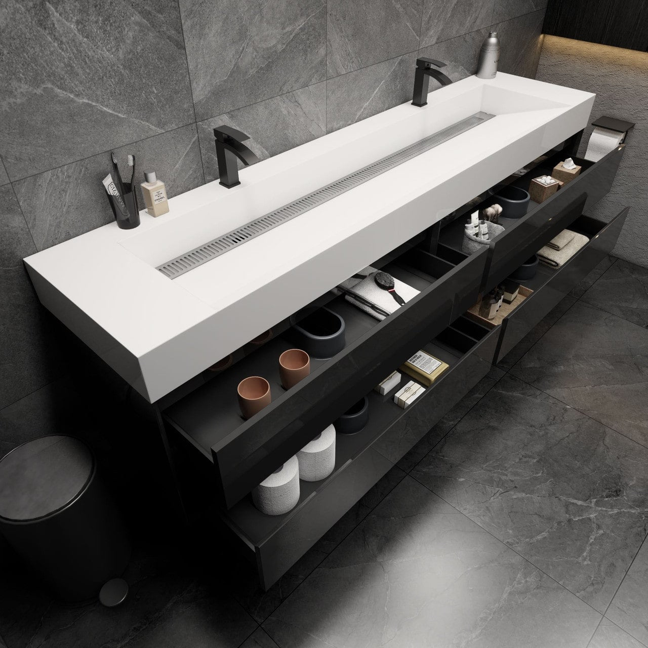 MAX 84" Wall Mounted Vanity with Double Sink