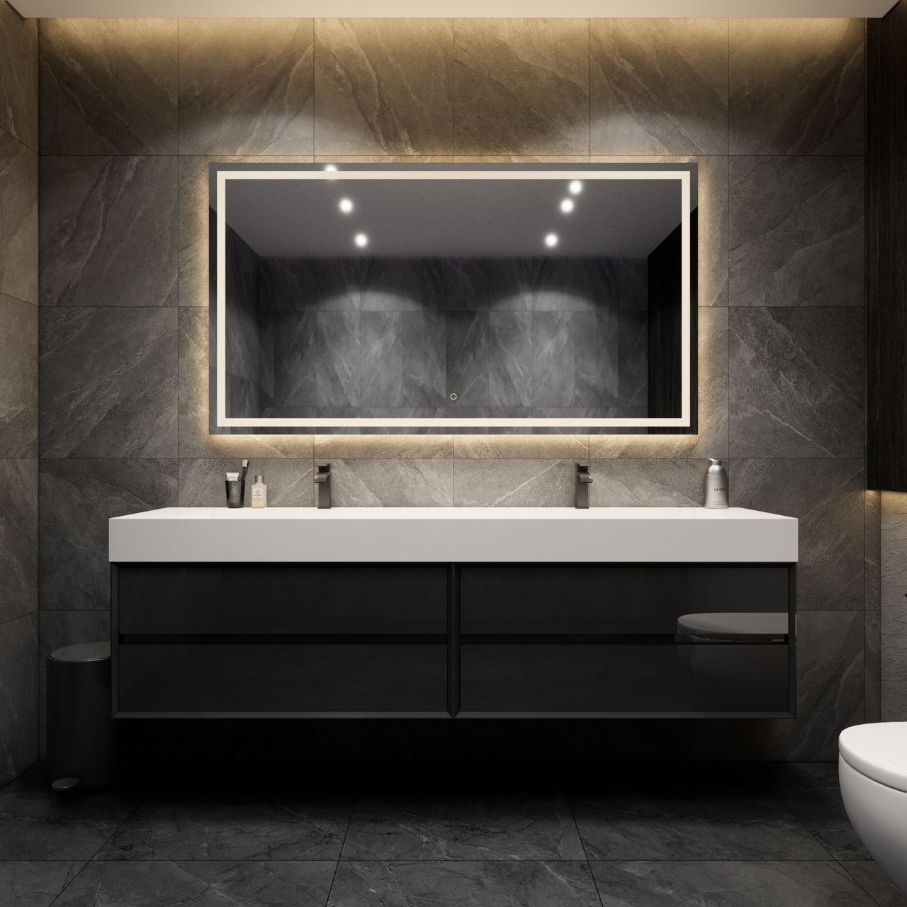MAX 84" Wall Mounted Vanity with Double Sink