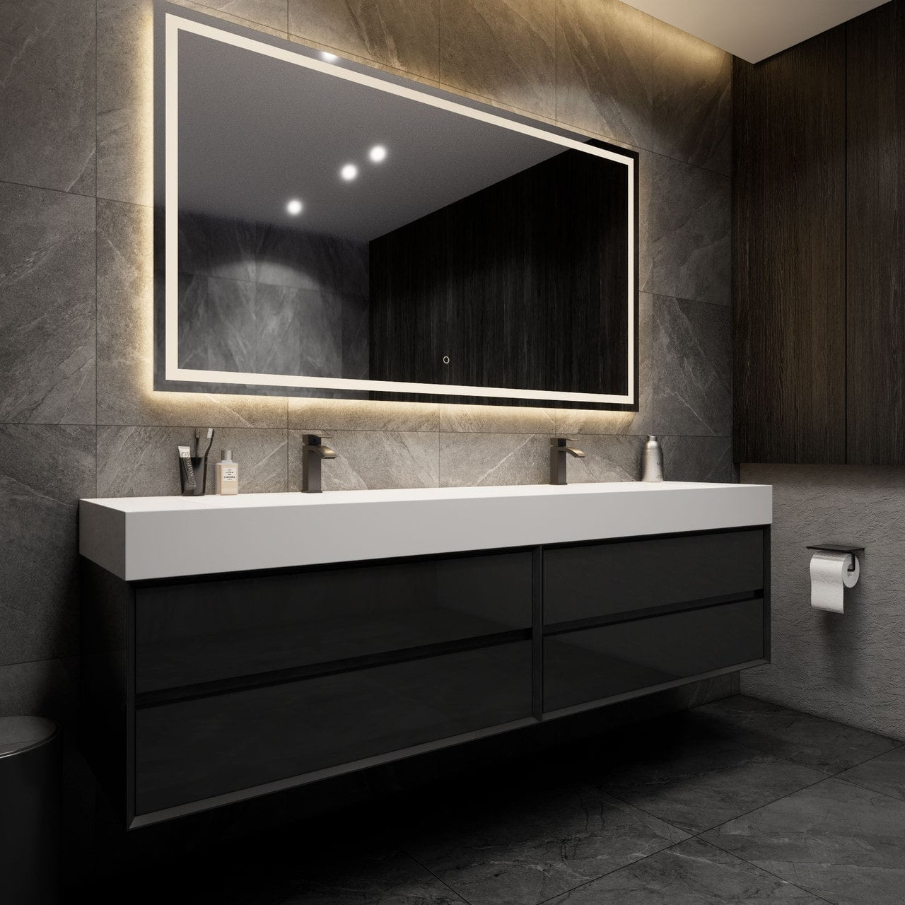 MAX 84" Wall Mounted Vanity with Double Sink