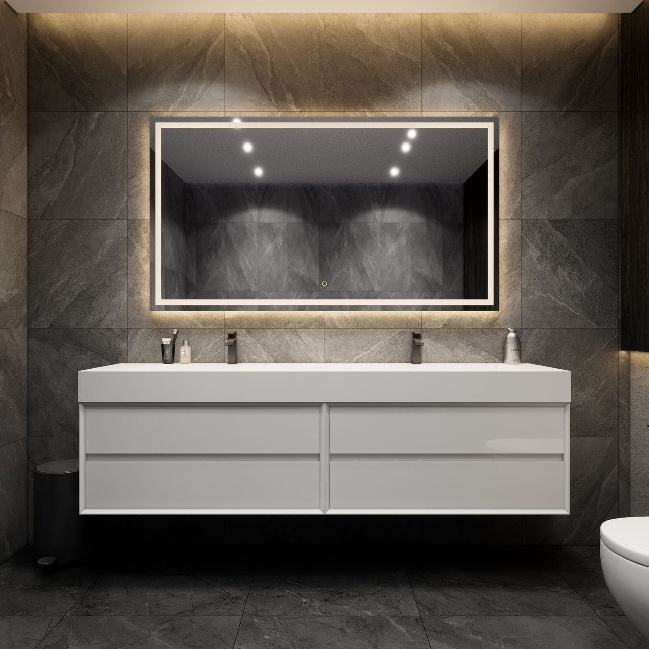 MAX 84" Wall Mounted Vanity with Double Sink