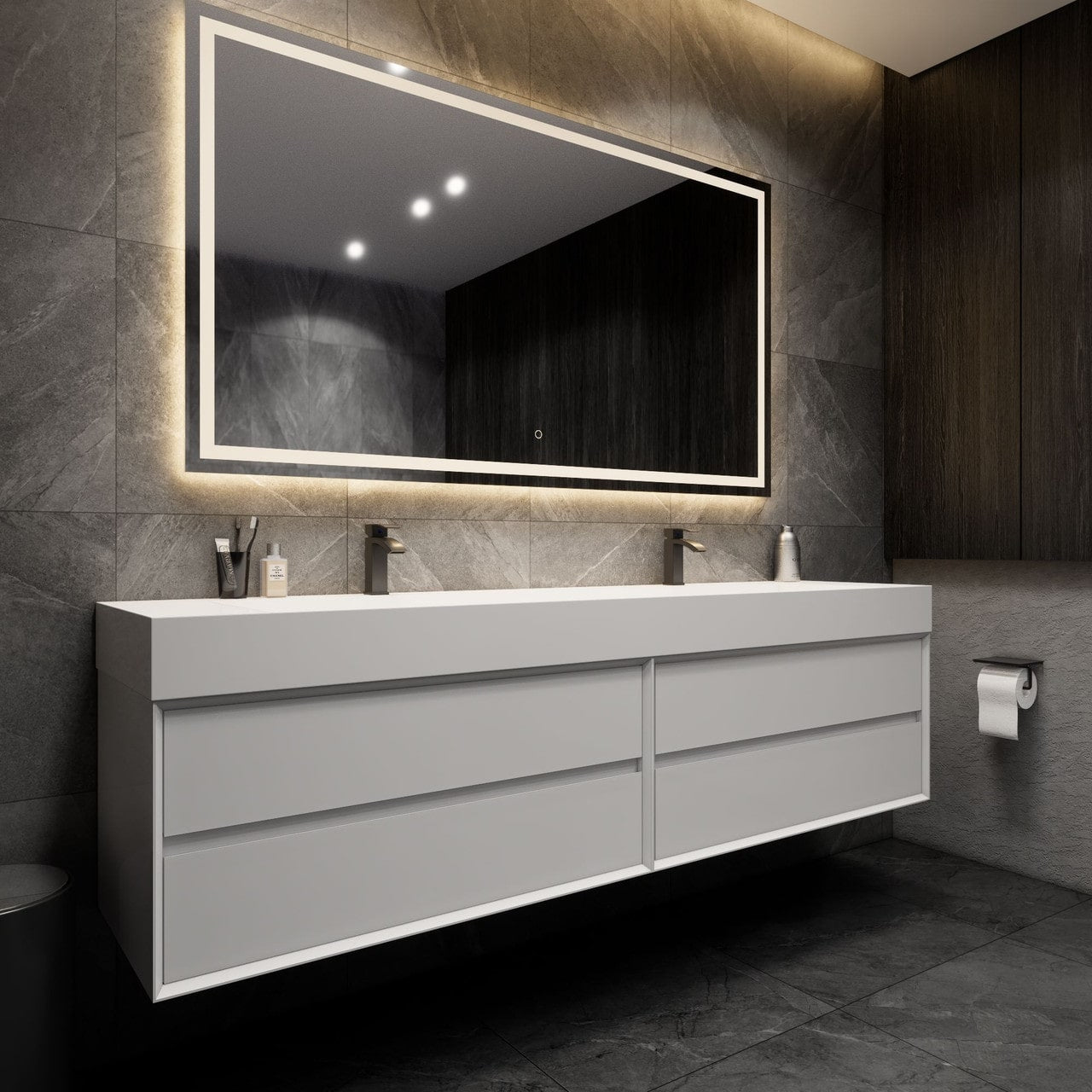 MAX 84" Wall Mounted Vanity with Double Sink