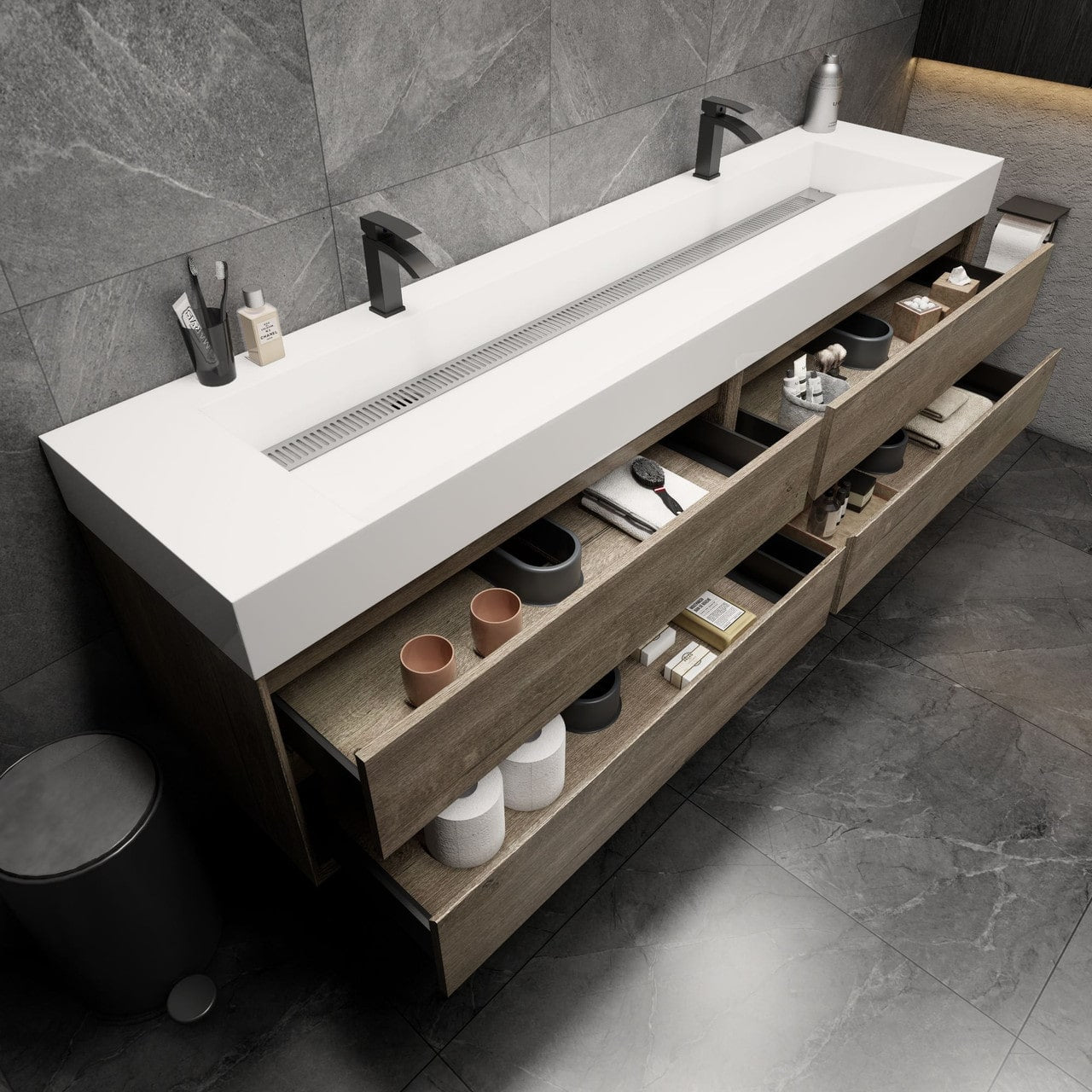 MAX 84" Wall Mounted Vanity with Double Sink
