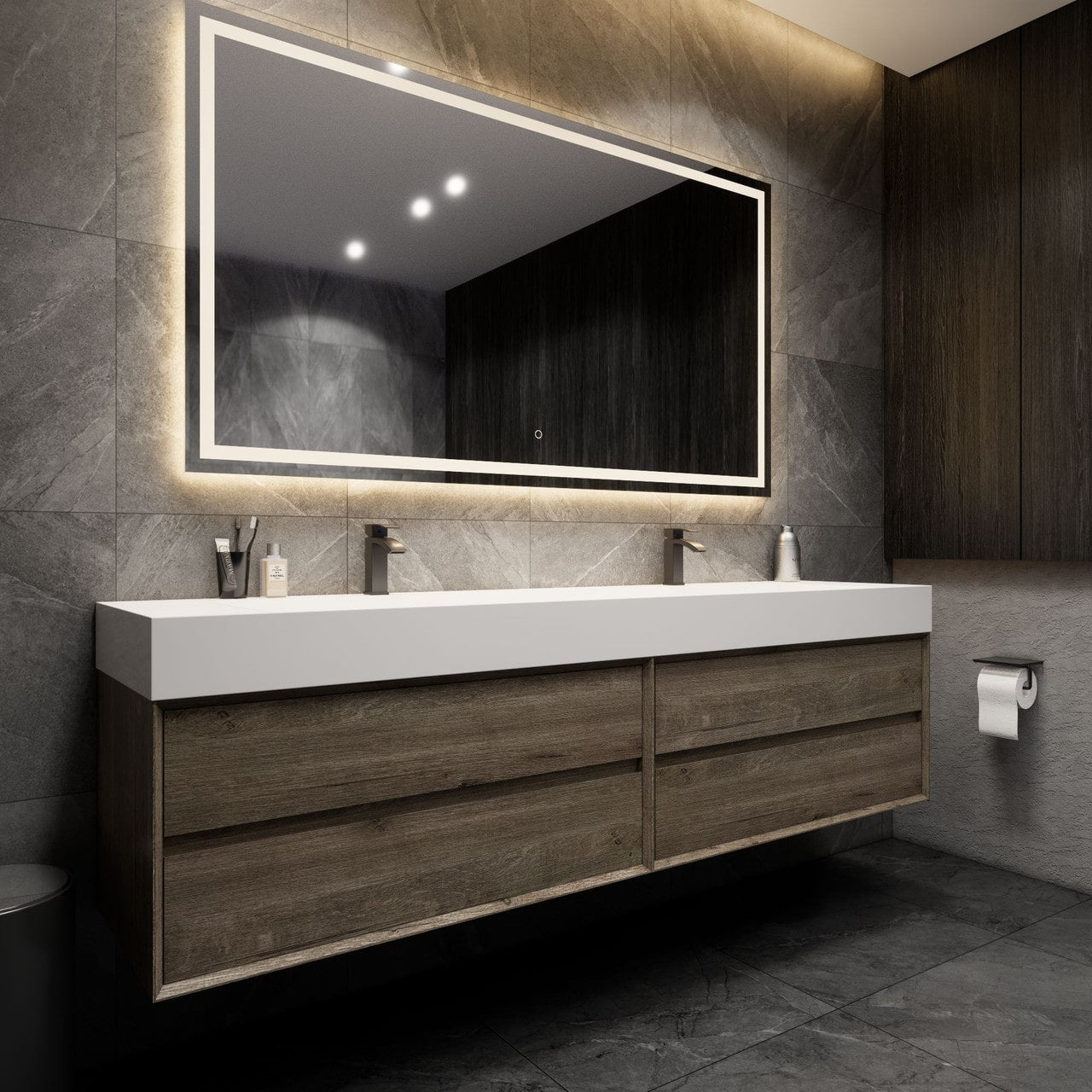MAX 84" Wall Mounted Vanity with Double Sink
