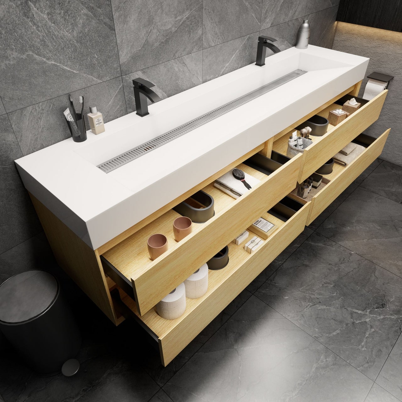 MAX 84" Wall Mounted Vanity with Double Sink