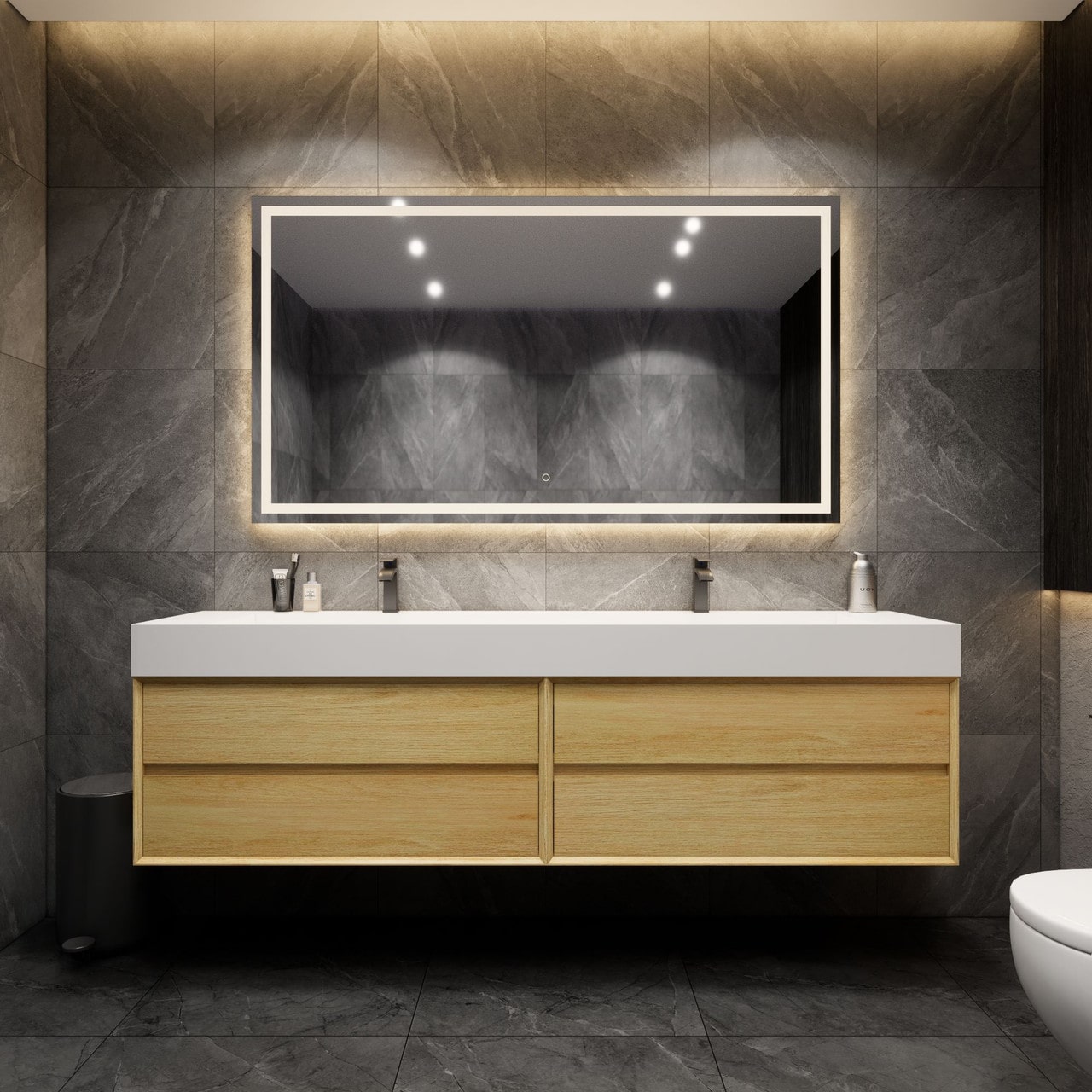MAX 84" Wall Mounted Vanity with Double Sink