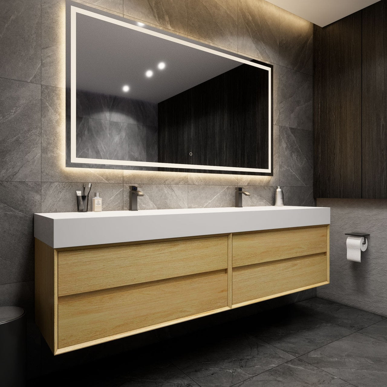 MAX 84" Wall Mounted Vanity with Double Sink