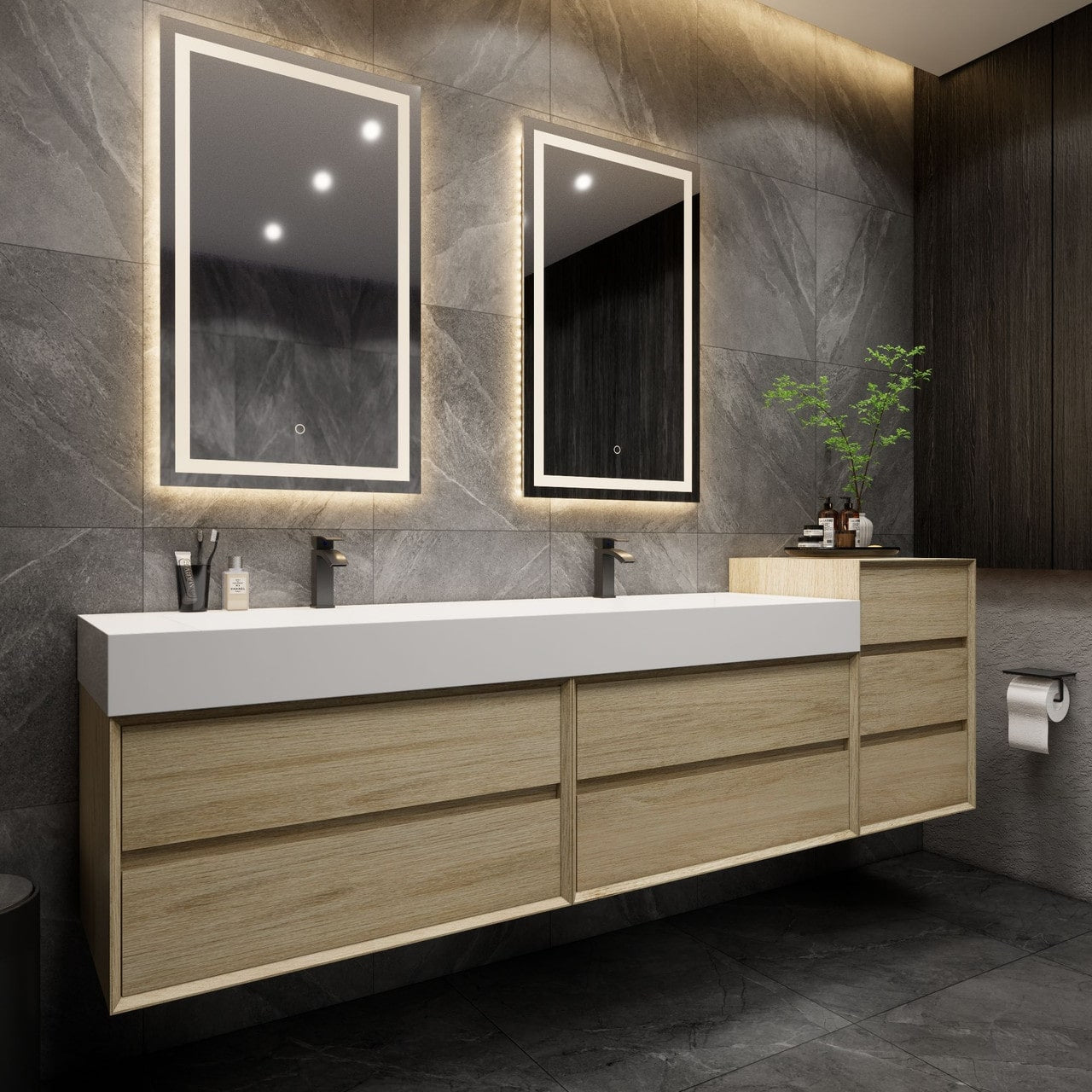 MAX 104" Wall-Mounted Vanity with Double Sink