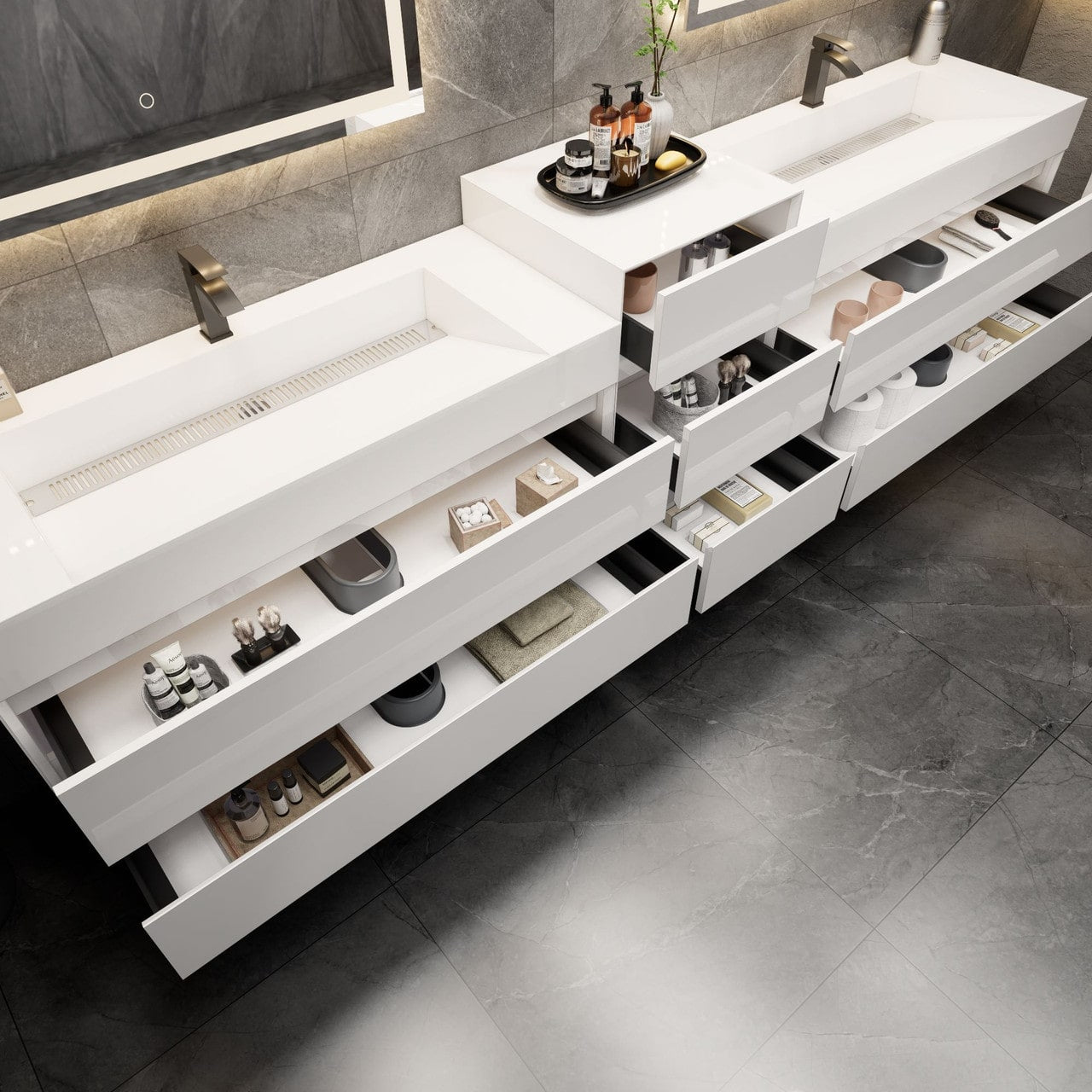 MAX 116" Wall Mounted Vanity with Double Sink