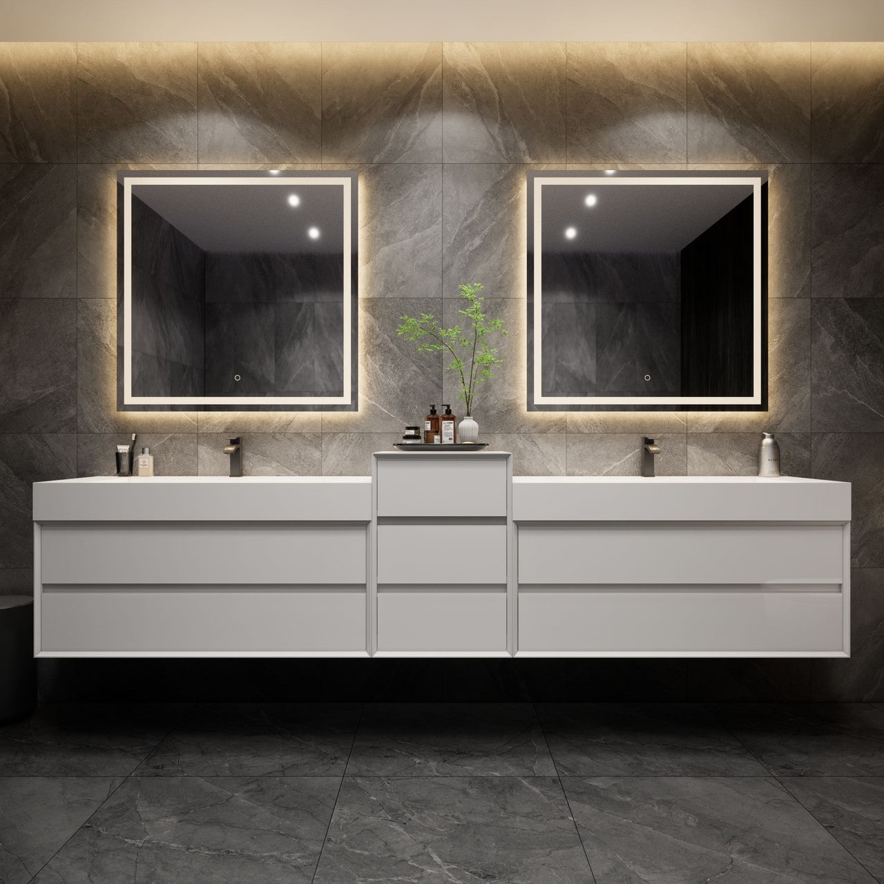 MAX 116" Wall Mounted Vanity with Double Sink
