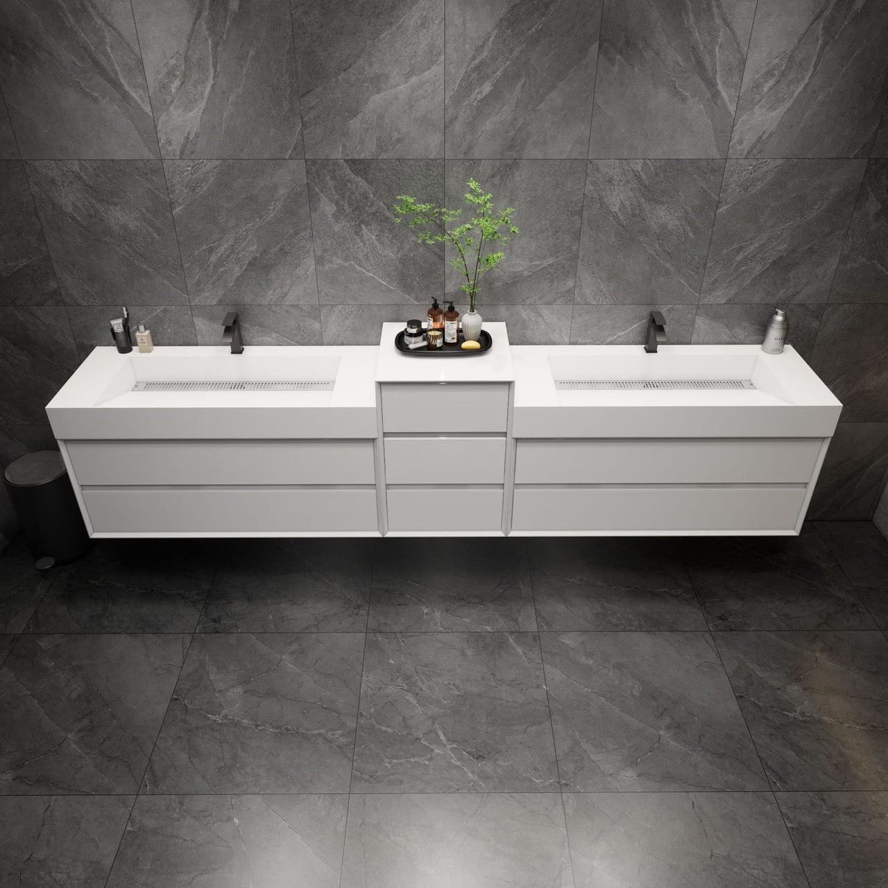 MAX 116" Wall Mounted Vanity with Double Sink