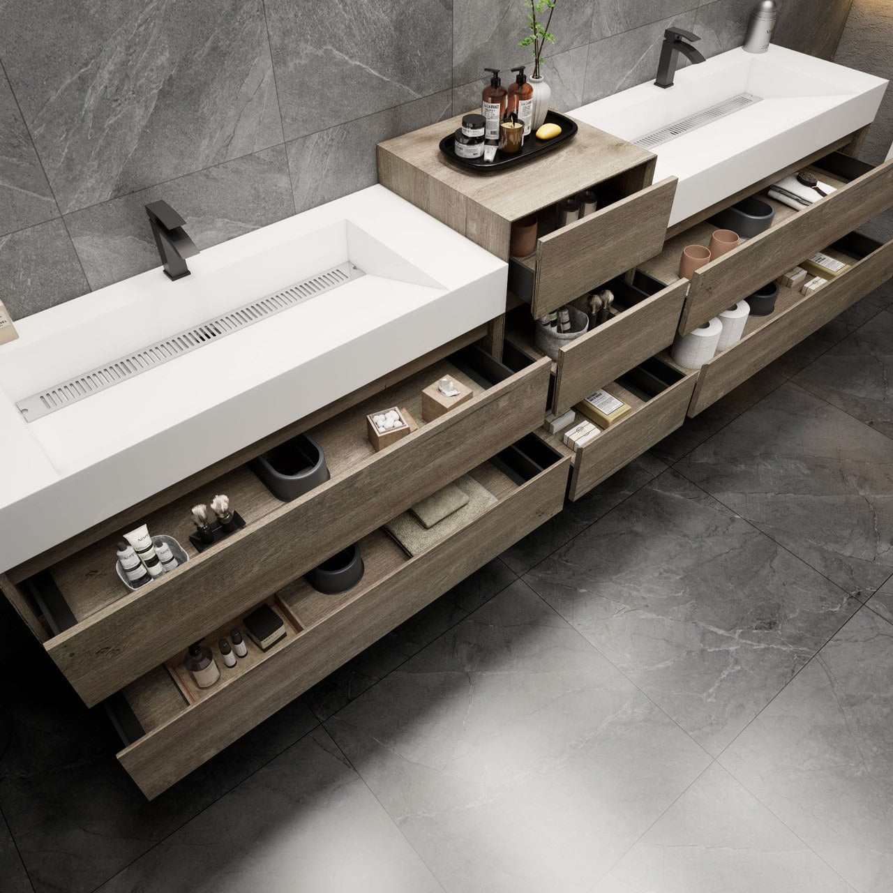 MAX 116" Wall Mounted Vanity with Double Sink