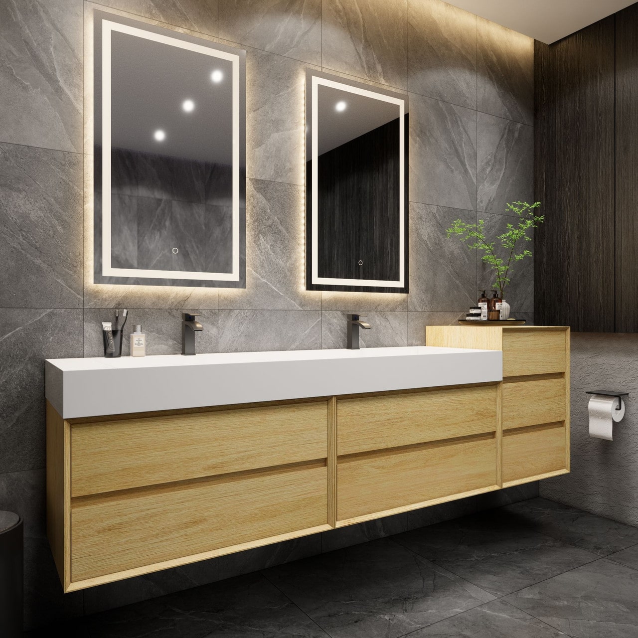 MAX 104" Wall-Mounted Vanity with Double Sink