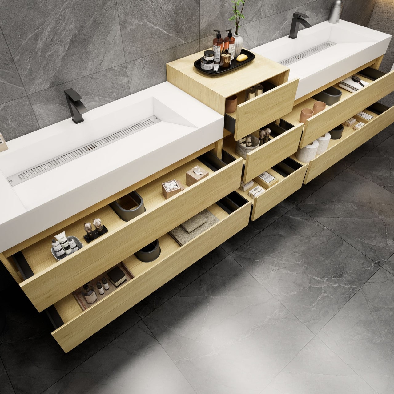 MAX 116" Wall Mounted Vanity with Double Sink