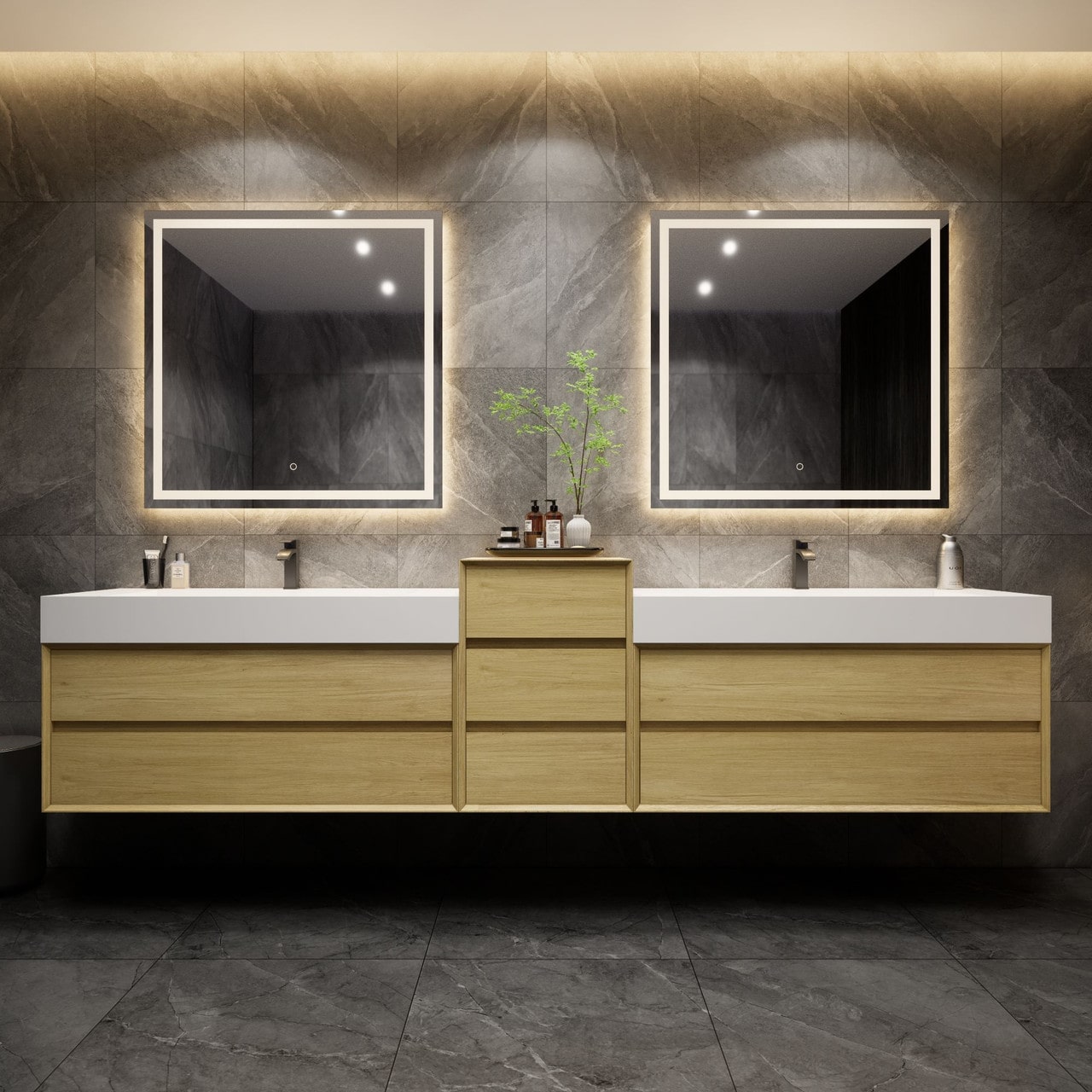 MAX 116" Wall Mounted Vanity with Double Sink