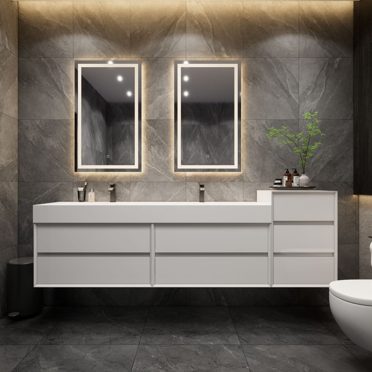 MAX 104" Wall-Mounted Vanity with Double Sink