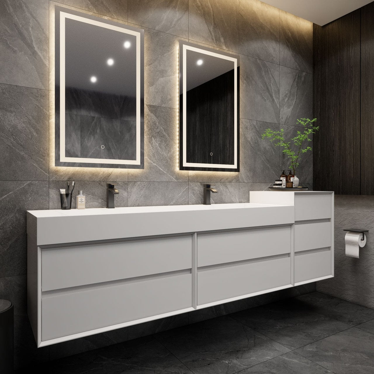 MAX 104" Wall-Mounted Vanity with Double Sink
